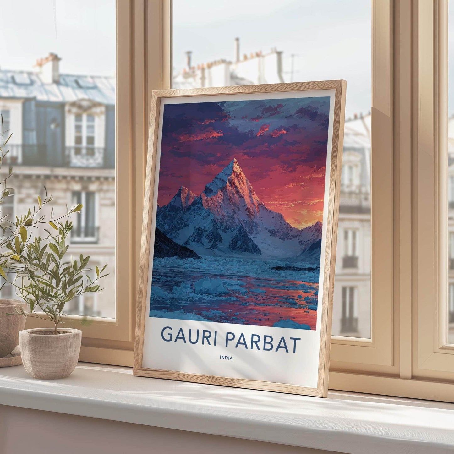 Gauri Parbat Poster - India Fine Art - Uttarakhand Alpenglow Mountain Lake Gift