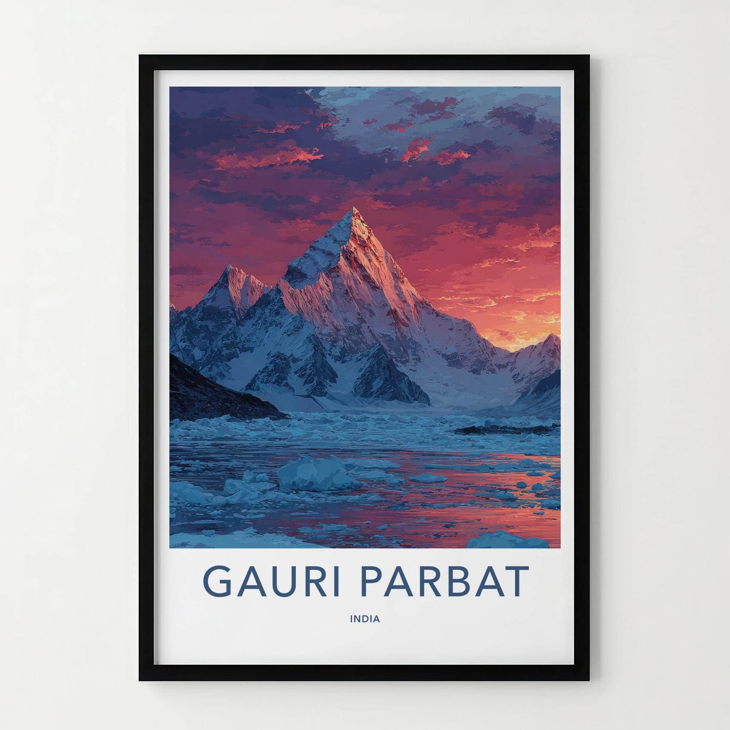 Gauri Parbat Poster - India Fine Art - Uttarakhand Alpenglow Mountain Lake Gift
