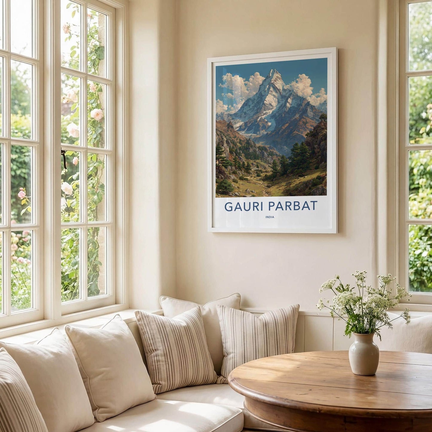 Gauri Parbat Poster - India Framed Print - Uttarakhand Snowy Peak Framed Decor