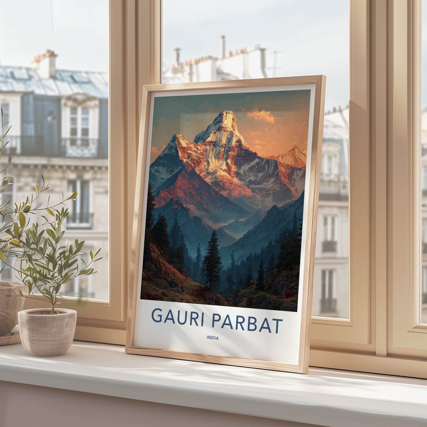 Gauri Parbat Poster - India Travel Art - Uttarakhand Snowy Peak Wall Decor