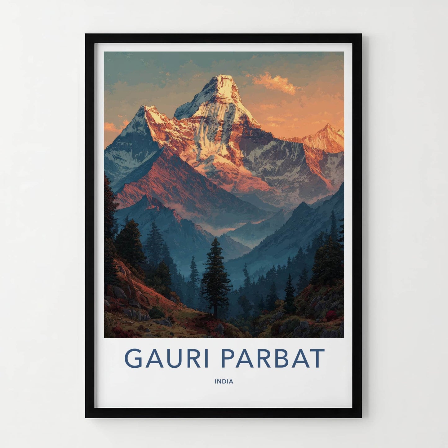 Gauri Parbat Poster - India Travel Art - Uttarakhand Snowy Peak Wall Decor