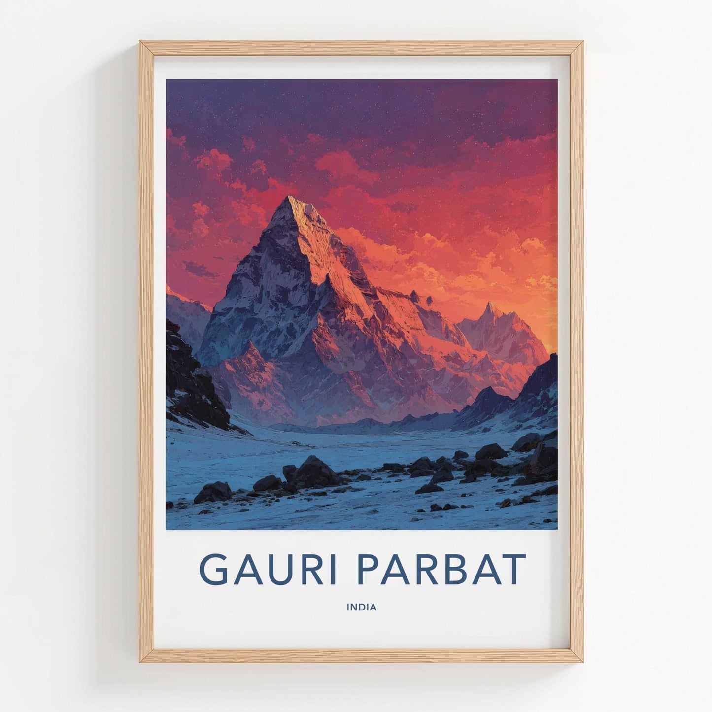 Gauri Parbat Poster - India Wall Art - Uttarakhand Vibrant Mountain Sunset Home Decor