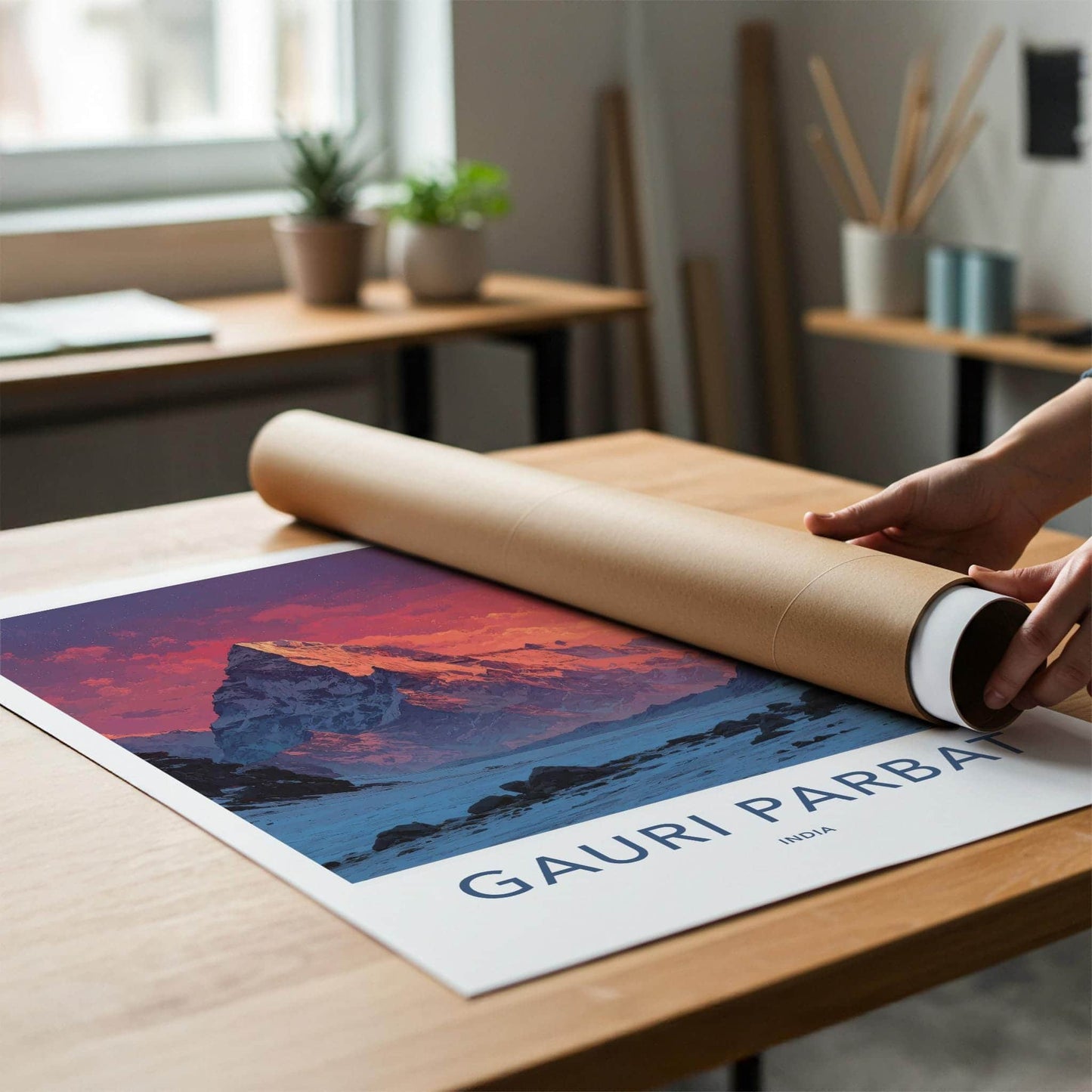 Gauri Parbat Poster - India Wall Art - Uttarakhand Vibrant Mountain Sunset Home Decor