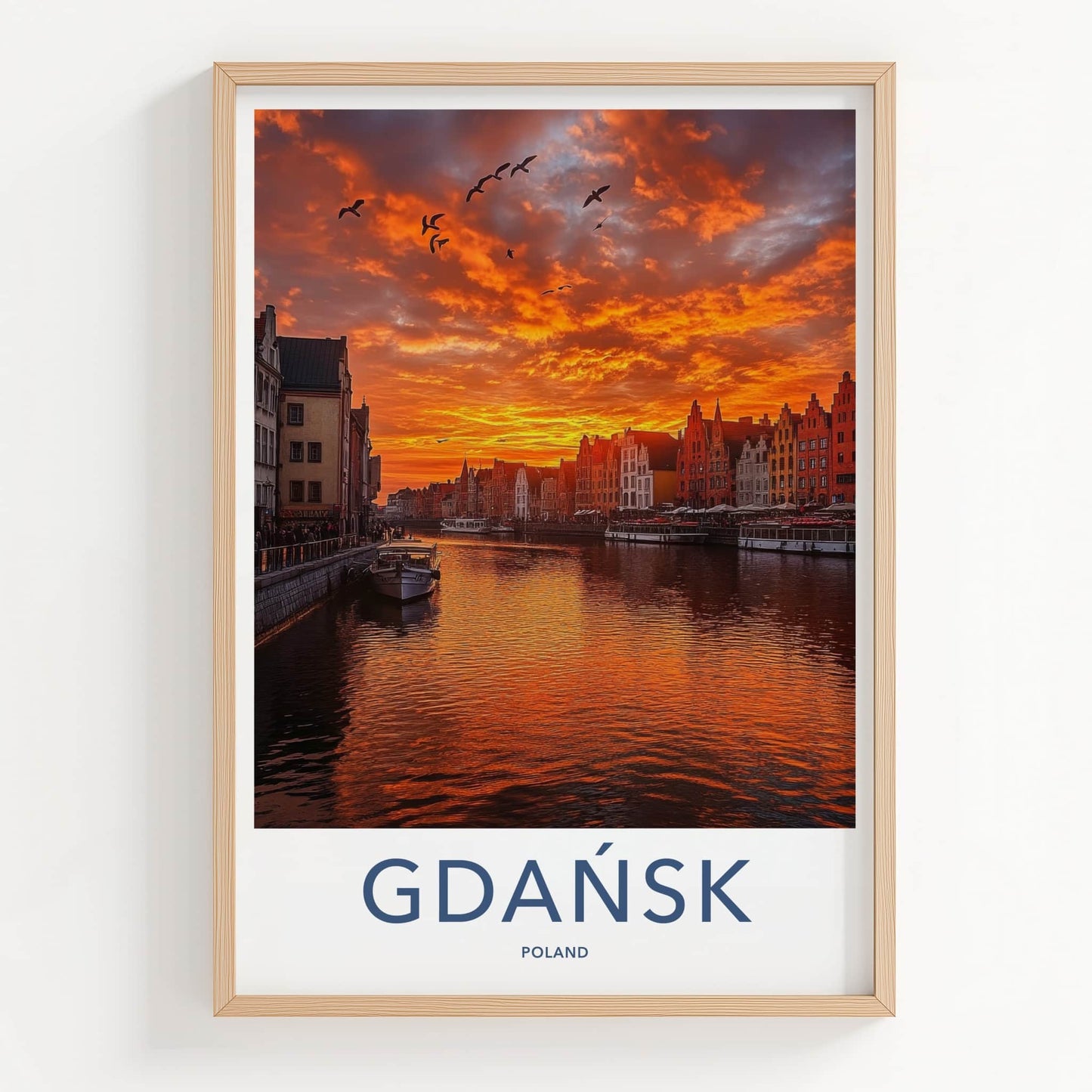 Gdansk Poster - Poland Travel Art - Vibrant City Sunset Home Decor