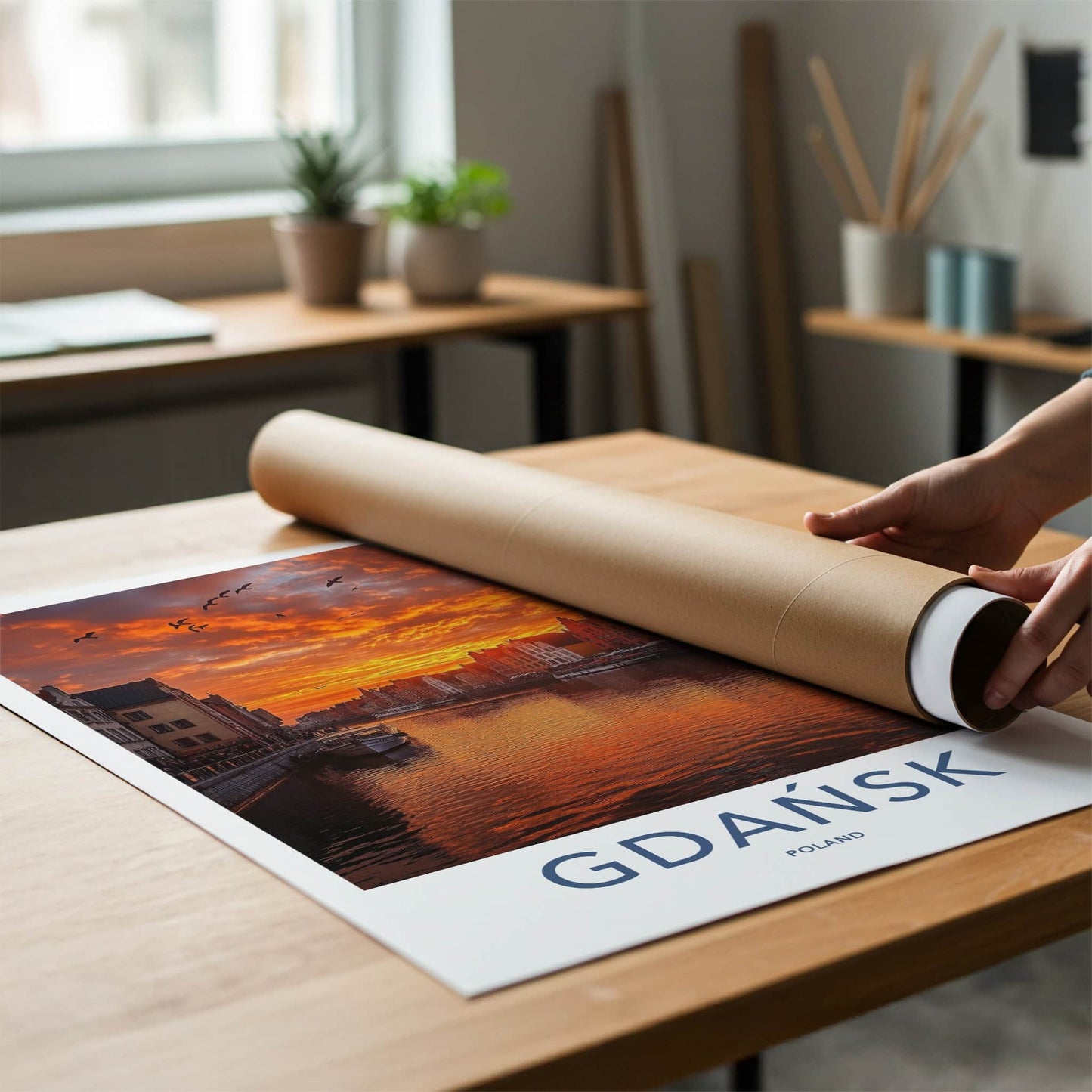Gdansk Poster - Poland Travel Art - Vibrant City Sunset Home Decor