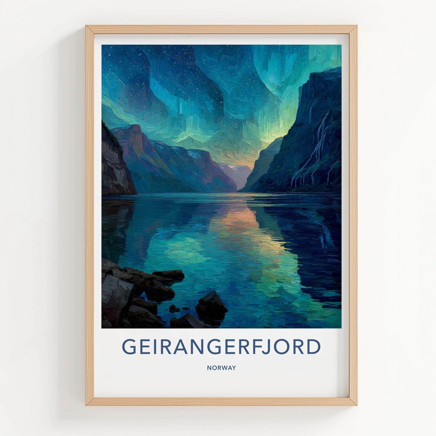 Geirangerfjord Poster - Norway Travel Art - Fjord Aurora Vista Home Decor