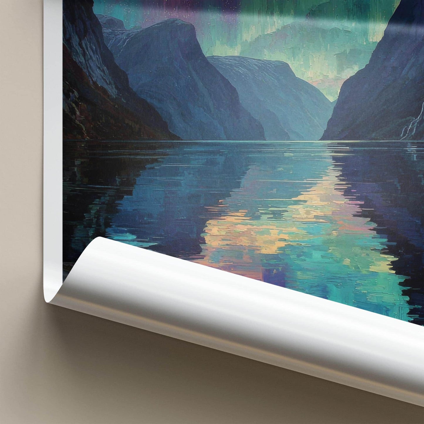 Geirangerfjord Poster - Norway Travel Art - Vibrant Northern Lights Home Decor