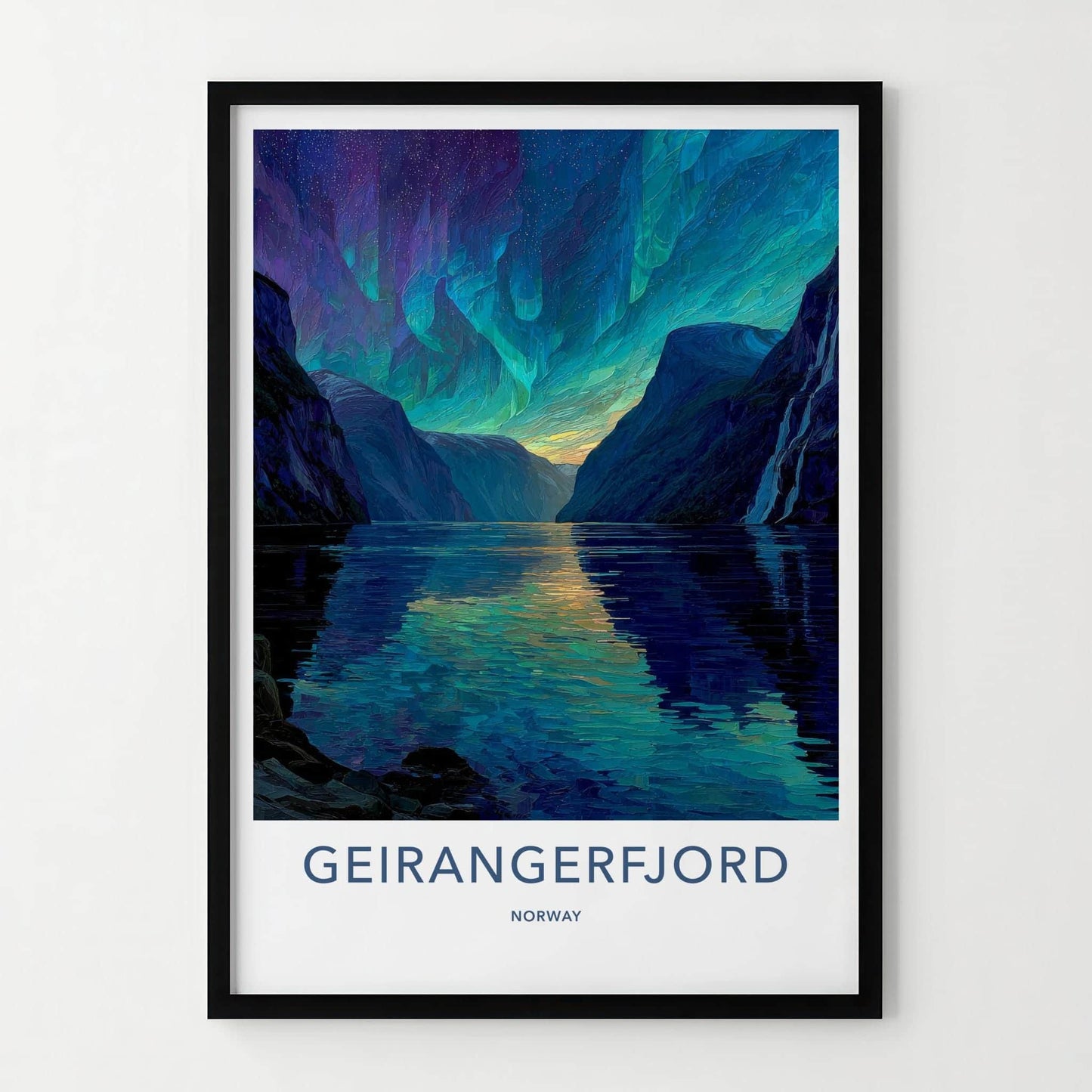 Geirangerfjord Poster - Norway Wall Art - Vibrant Fjord Aurora Home Decor