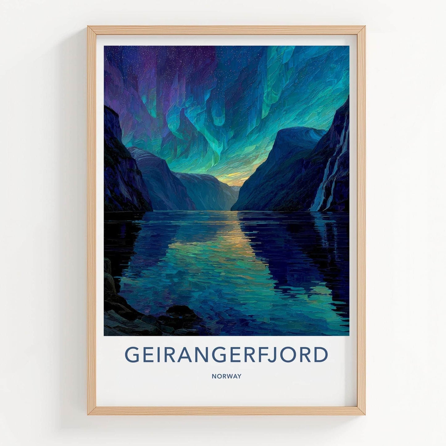 Geirangerfjord Poster - Norway Wall Art - Vibrant Fjord Aurora Home Decor