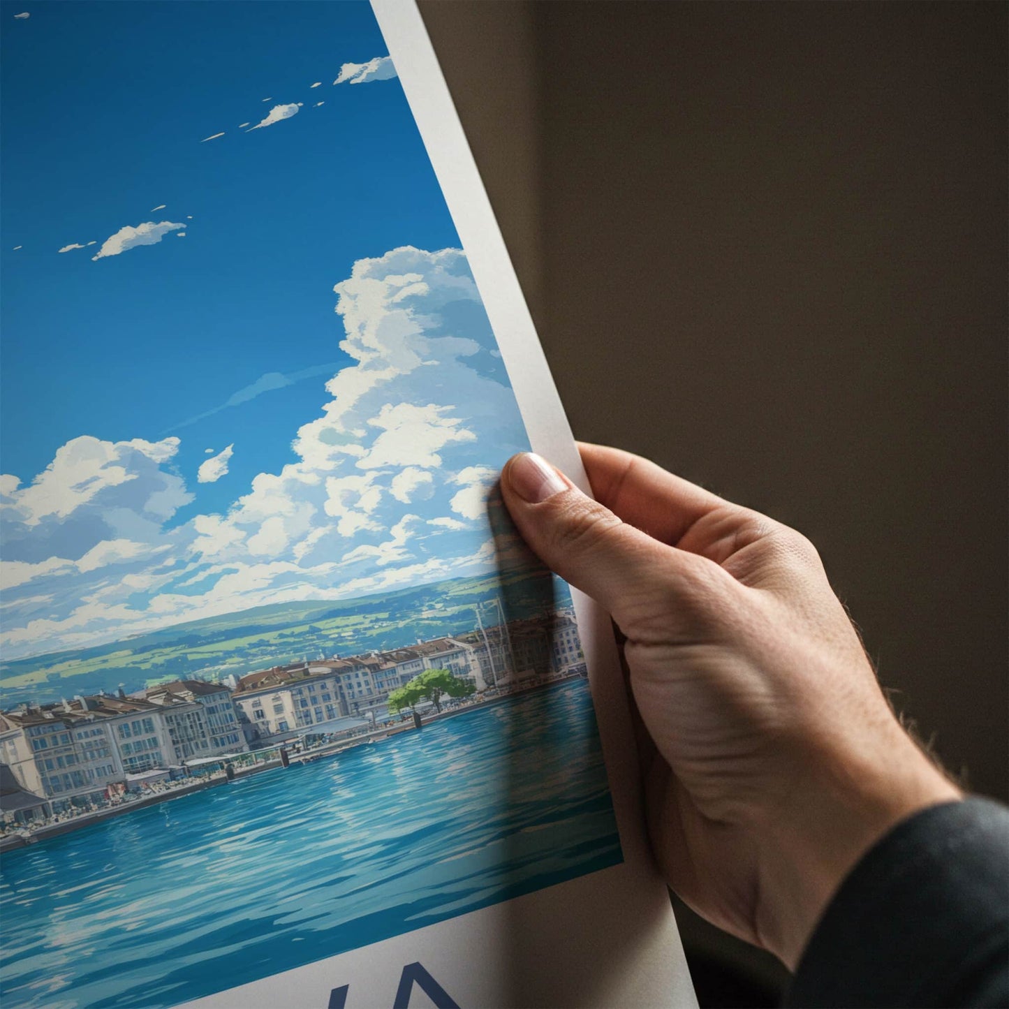 Geneva Poster - Switzerland Travel Art - Cityscape Lakeside Boat Home Decor