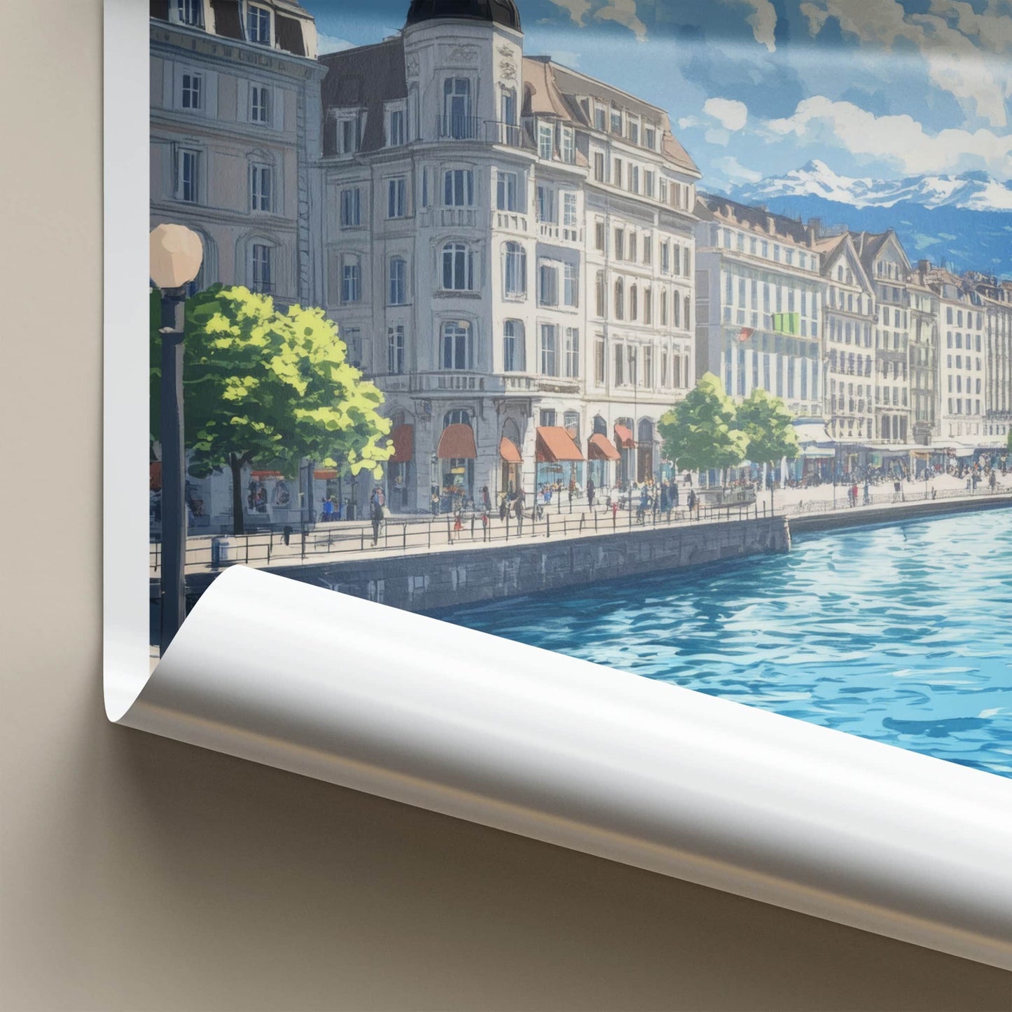 Geneva Poster - Switzerland Travel Art - Historic City Waterfront Home Decor