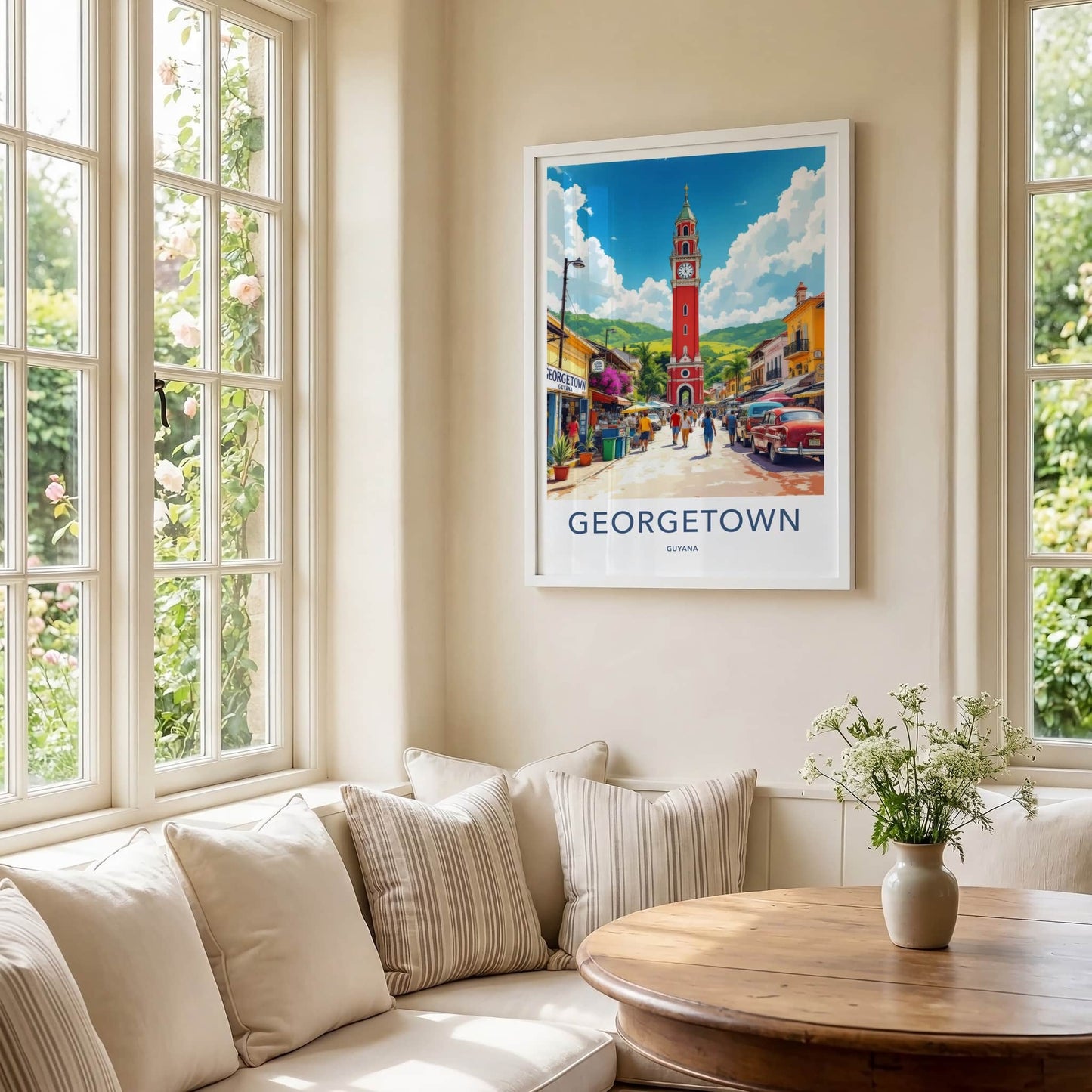 Georgetown Poster - Guyana Art Print - Red Clock Tower Home Decor 2