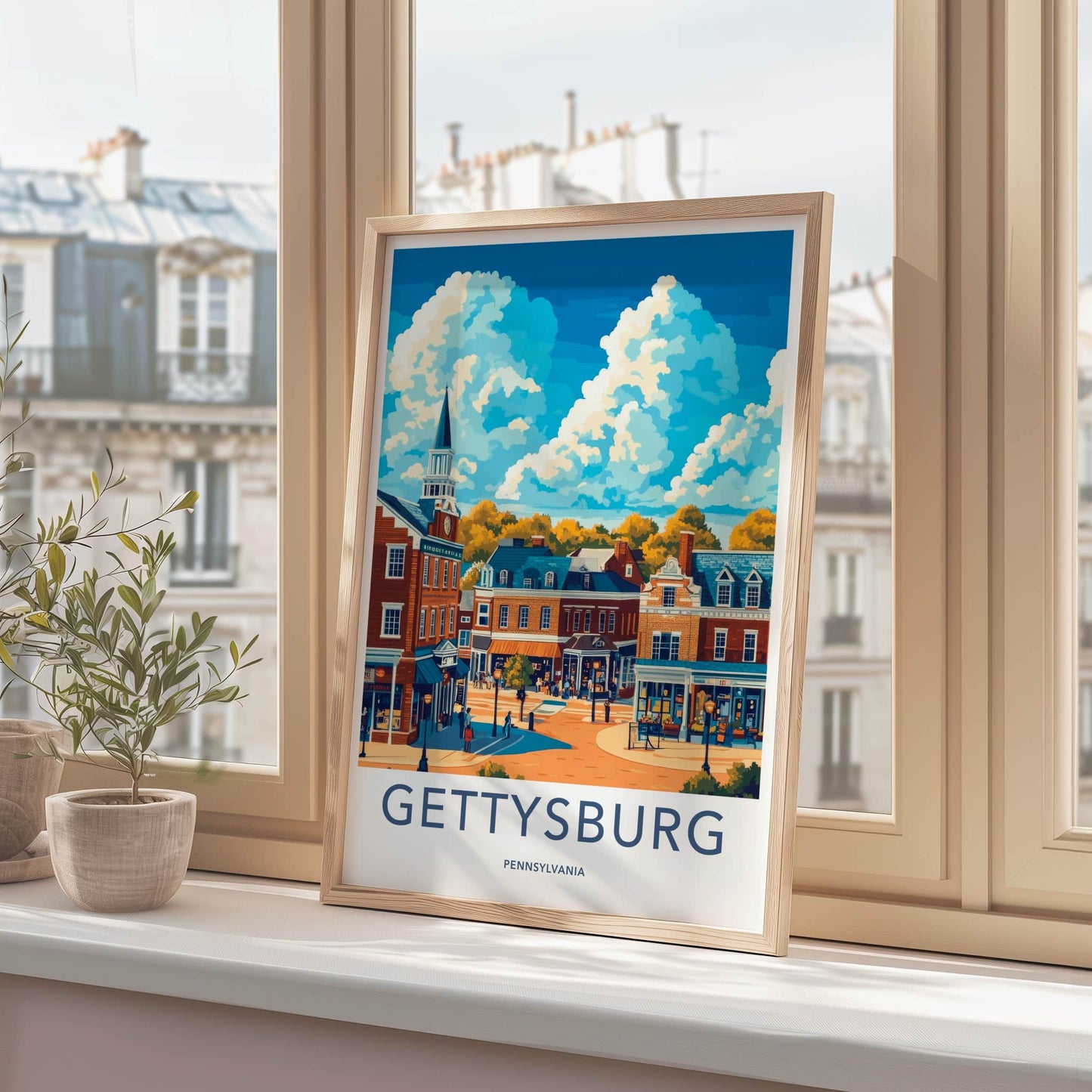 Gettysburg Poster - Pennsylvania Travel Art - Historic Town Square Home Decor