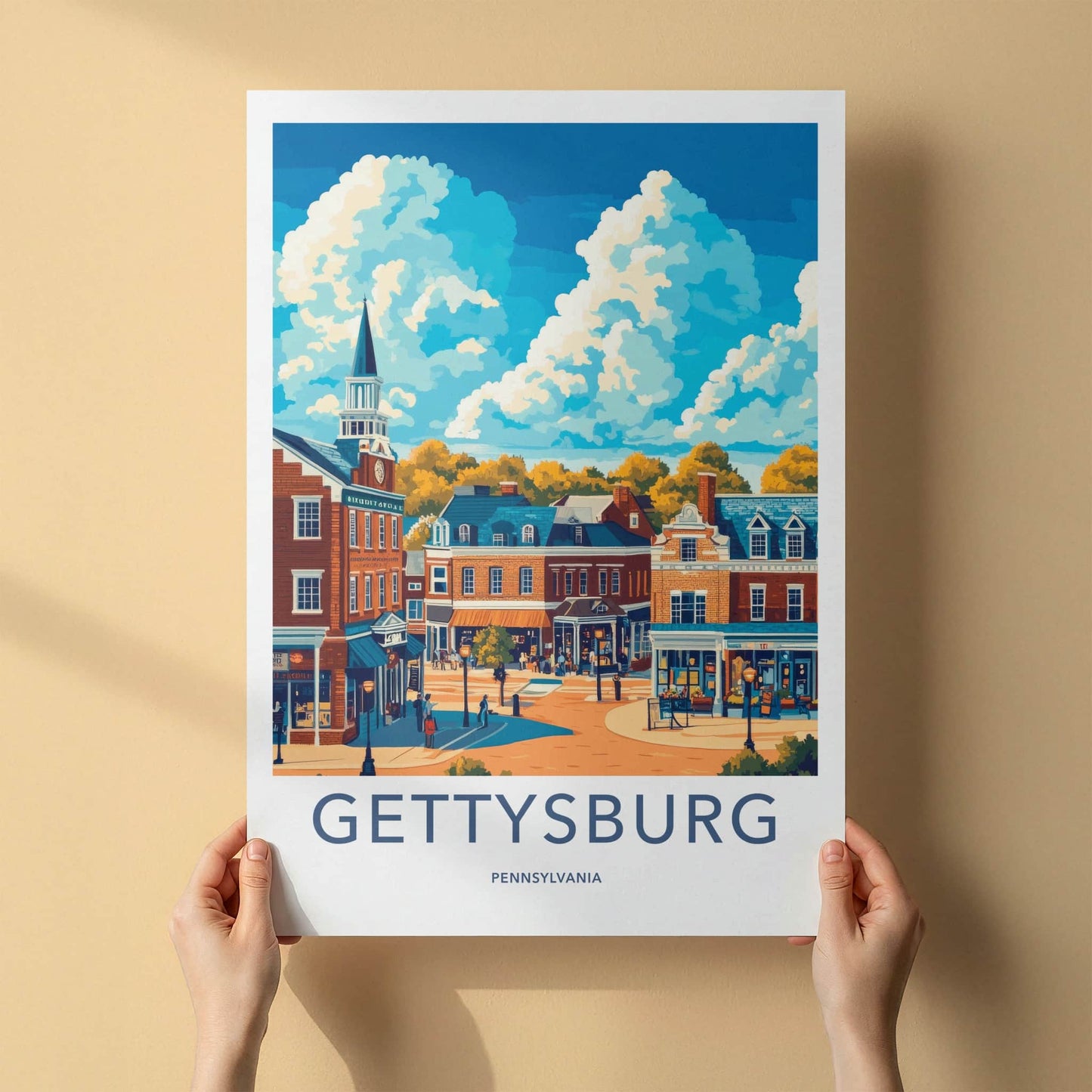 Gettysburg Poster - Pennsylvania Travel Art - Historic Town Square Home Decor