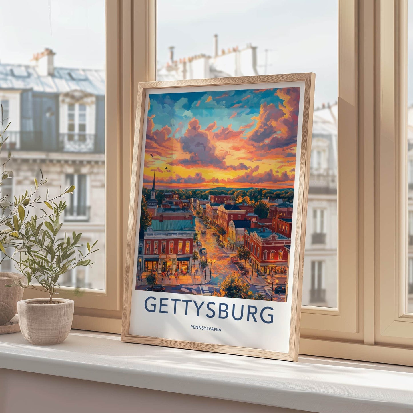 Gettysburg Poster - Pennsylvania Travel Art - Historic Town Sunset Home Decor