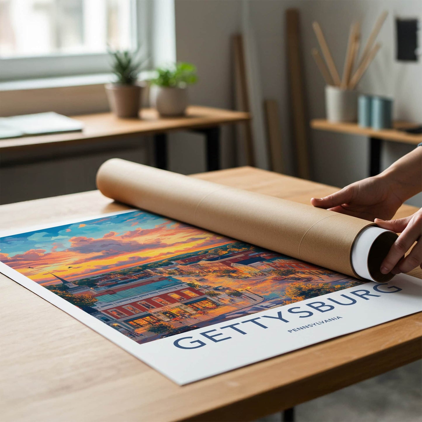 Gettysburg Poster - Pennsylvania Travel Art - Historic Town Sunset Home Decor