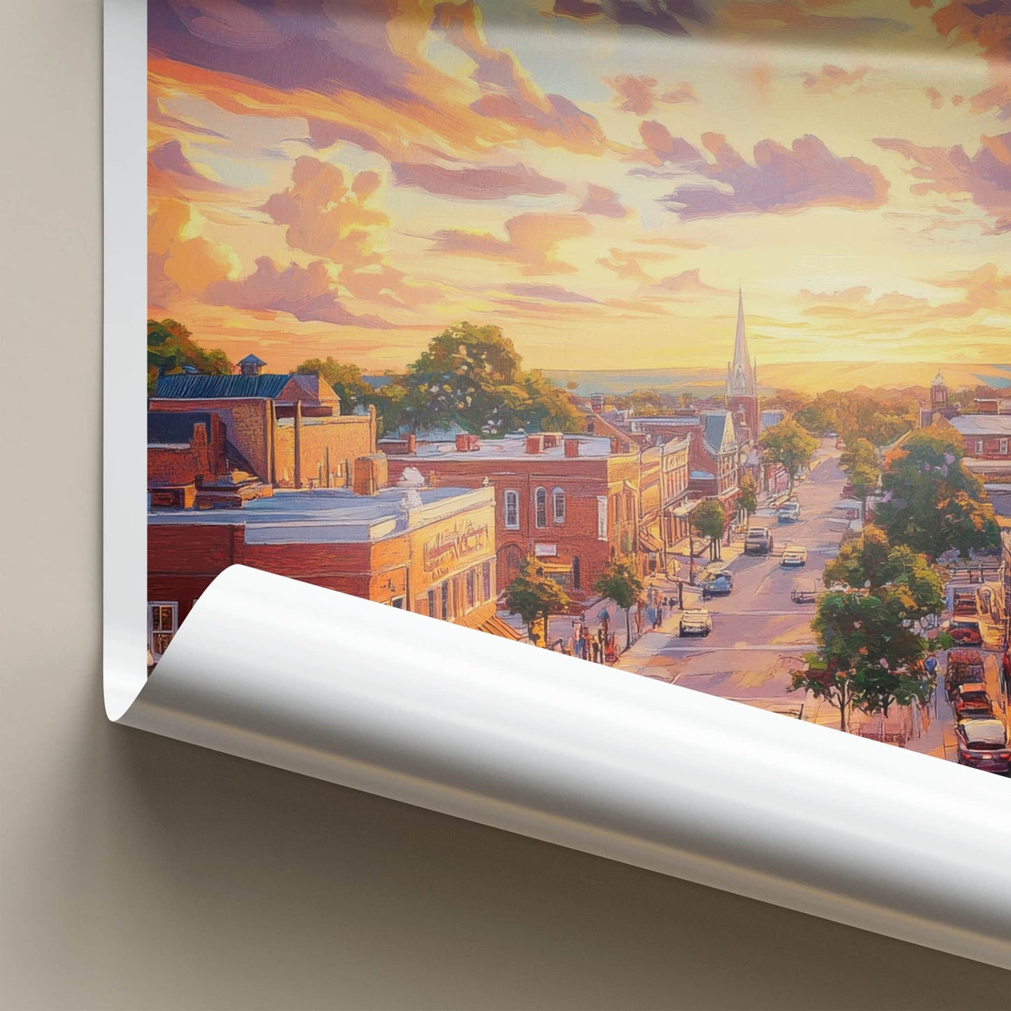 Gettysburg Poster - Pennsylvania Travel Art - Warm Streetscape Sunset Home Decor