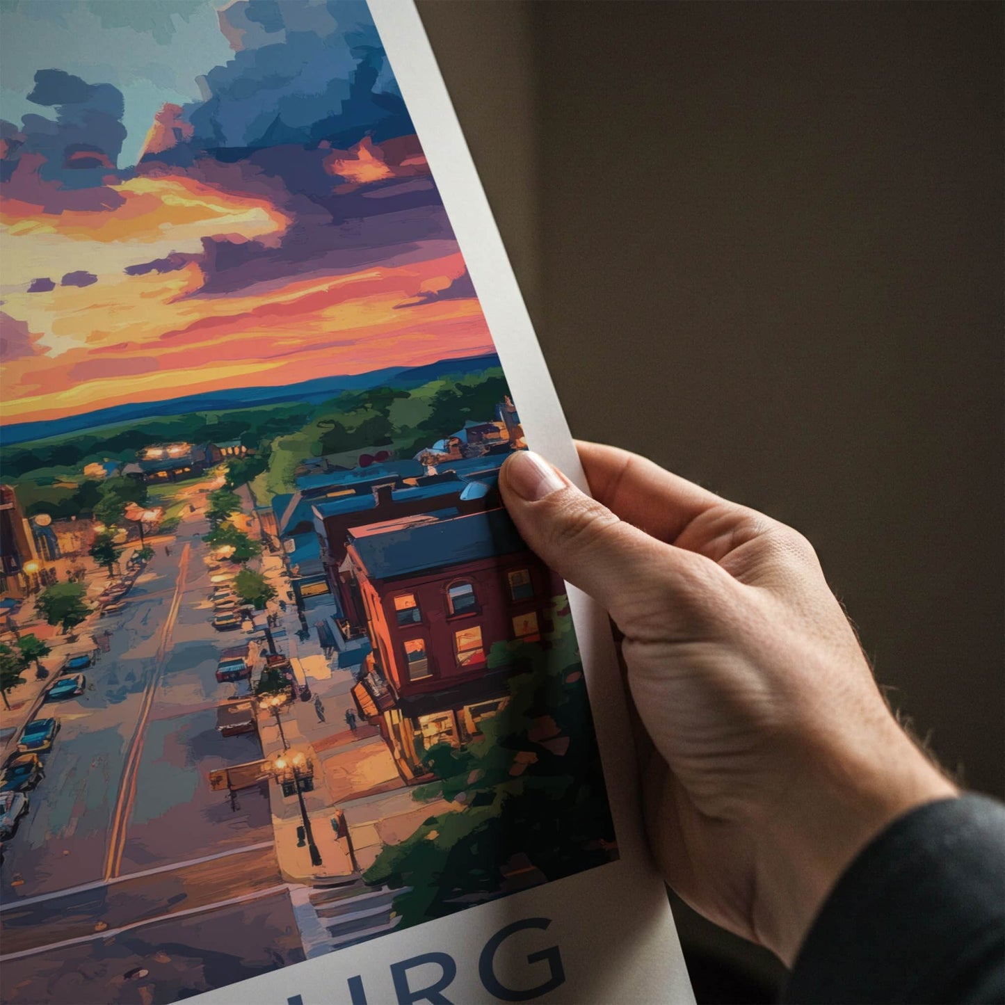 Gettysburg Poster - Pennsylvania Wall Art - Vibrant Street Sunset Home Decor