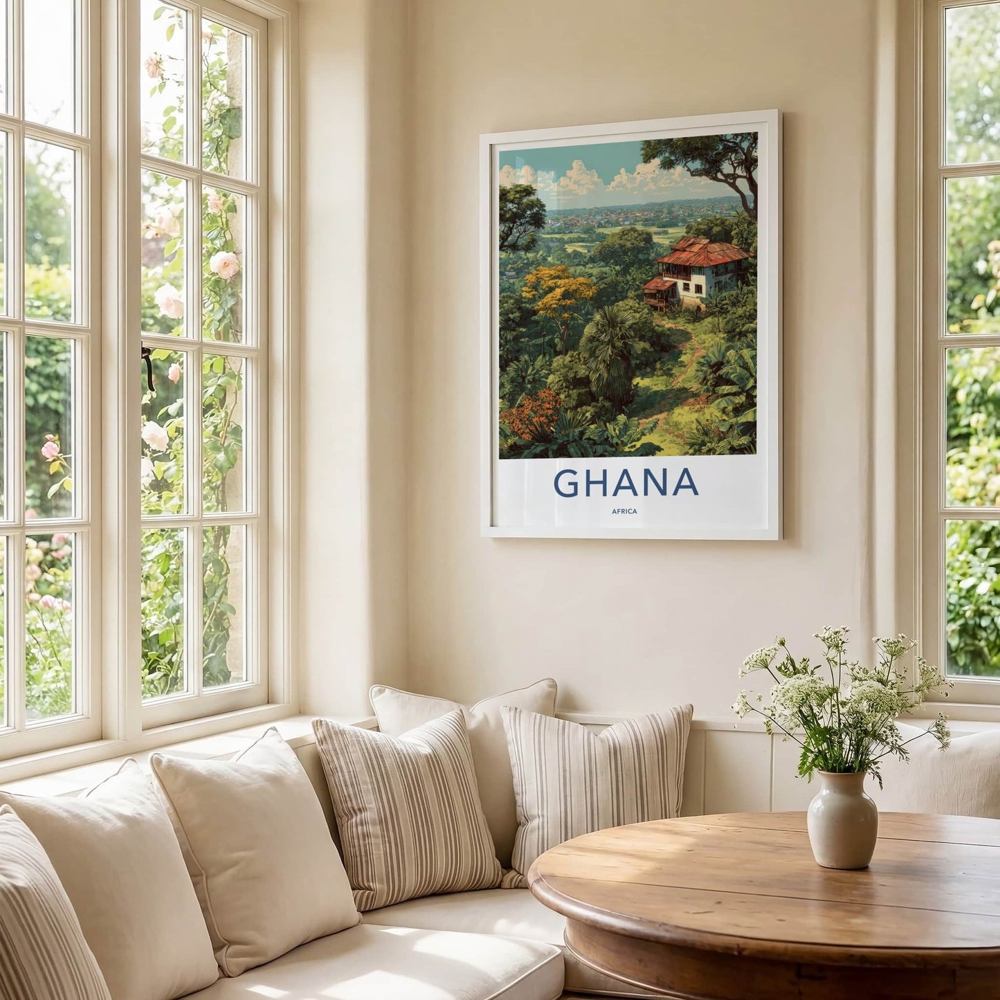 Ghana Poster - Africa Framed Print - Lush Jungle Village Framed Decor