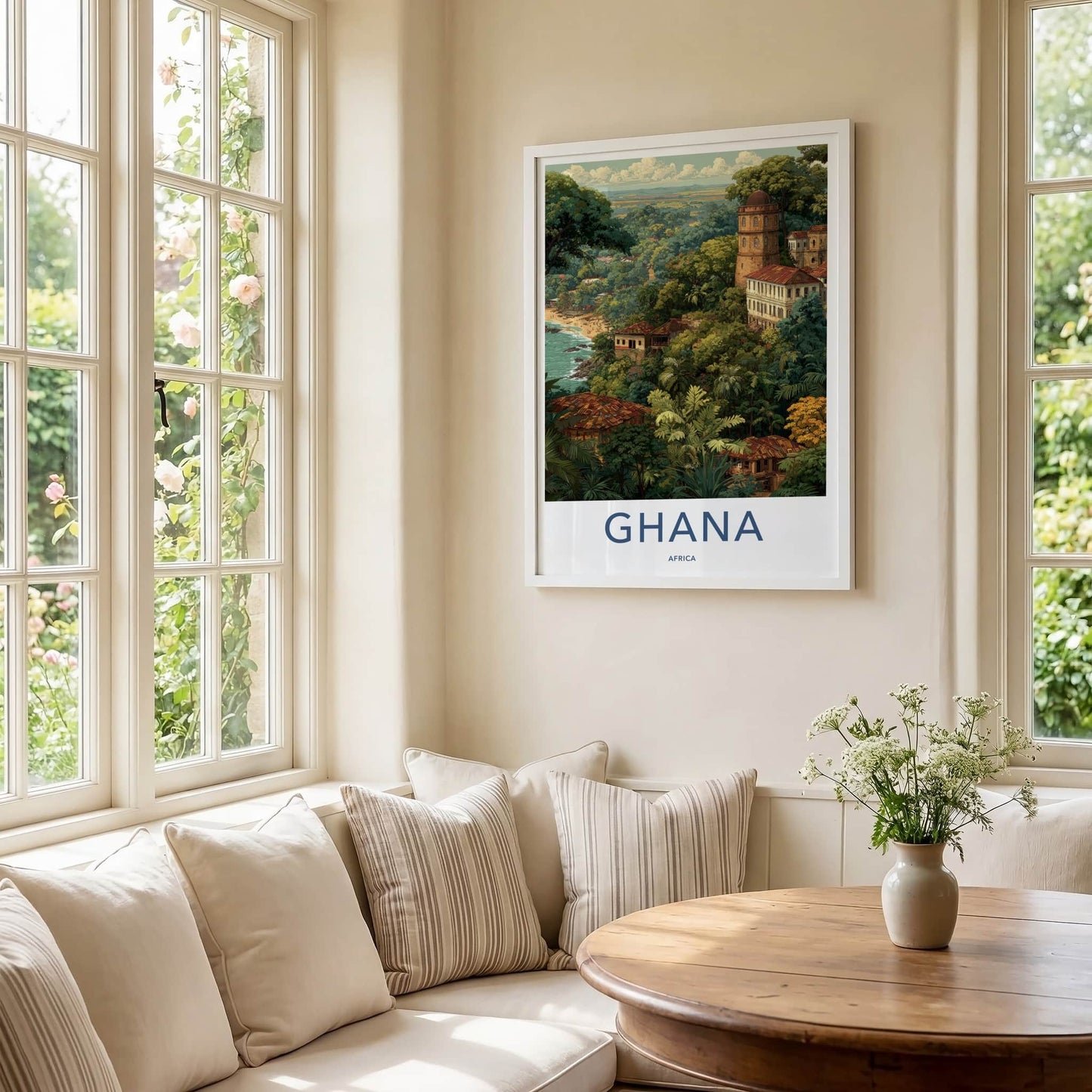 Ghana Poster - Africa Travel Art - Jungle Coastal Tower Home Decor