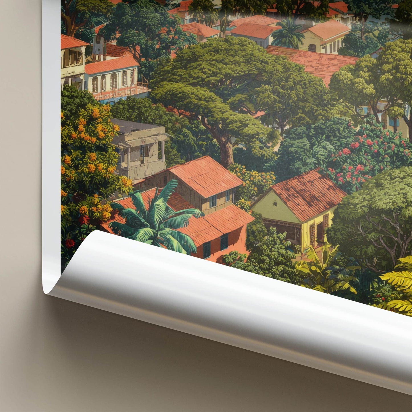 Ghana Poster - Africa Wall Art - Lush Tropical Buildings Home Decor