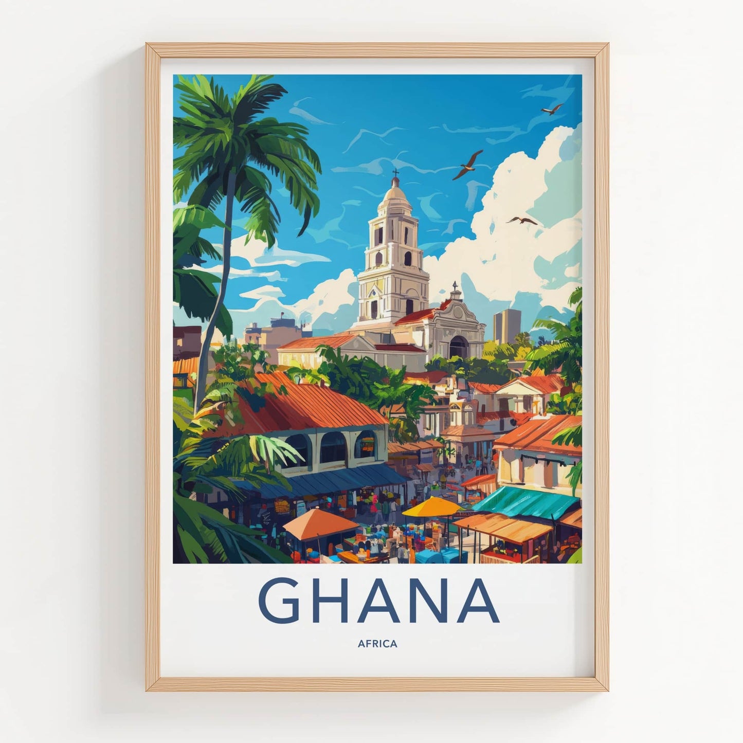 Ghana Poster - Ghana Travel Art - Tropical Coastal Scene Home Decor