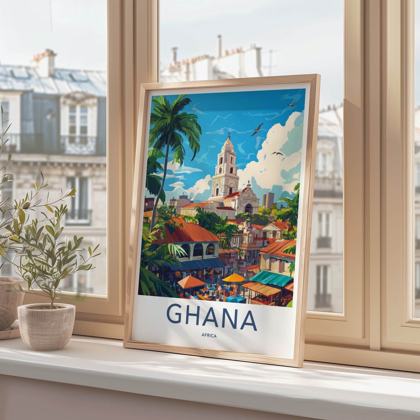 Ghana Poster - Ghana Travel Art - Tropical Coastal Scene Home Decor
