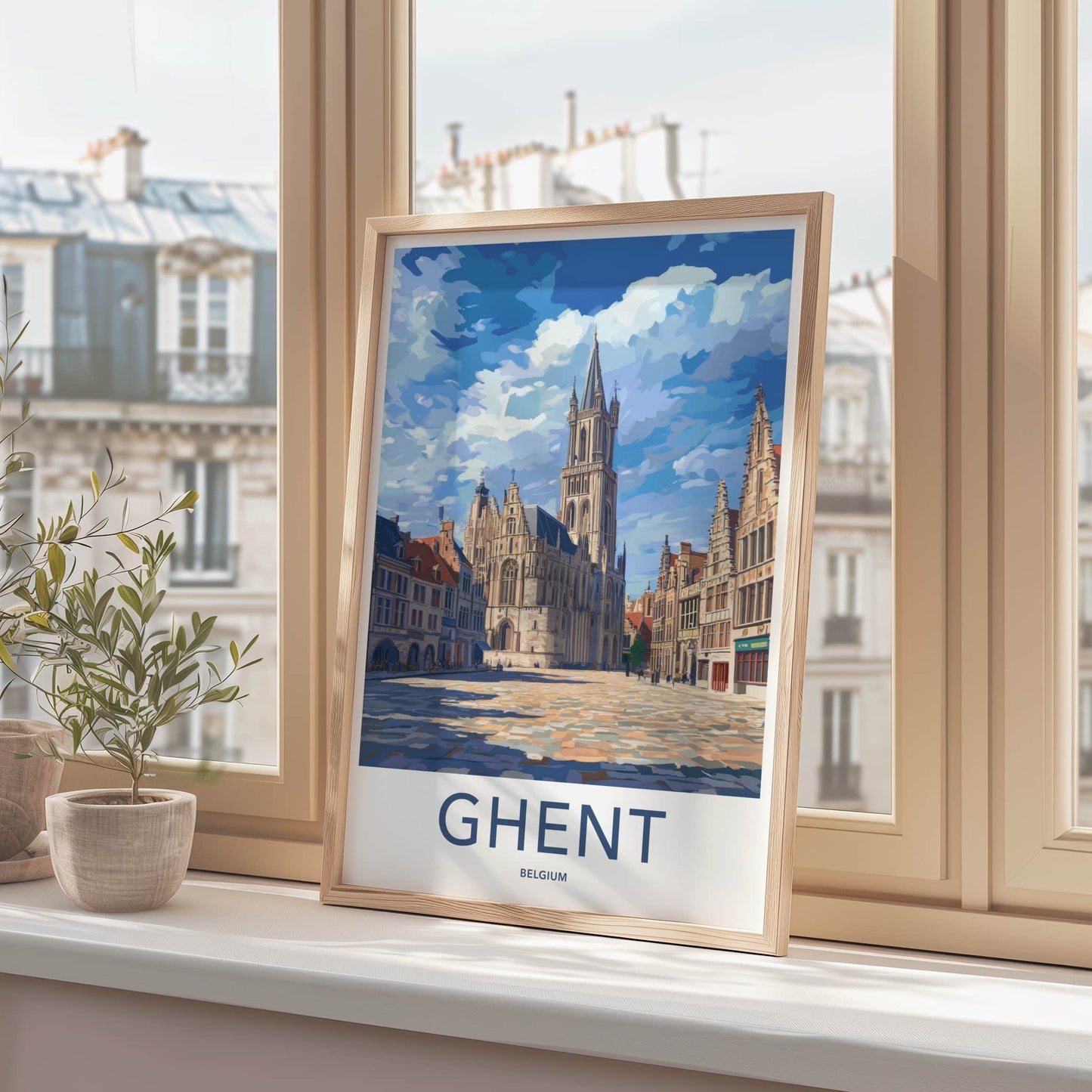 Ghent Poster - Belgium Travel Art - Historic City Square Home Decor