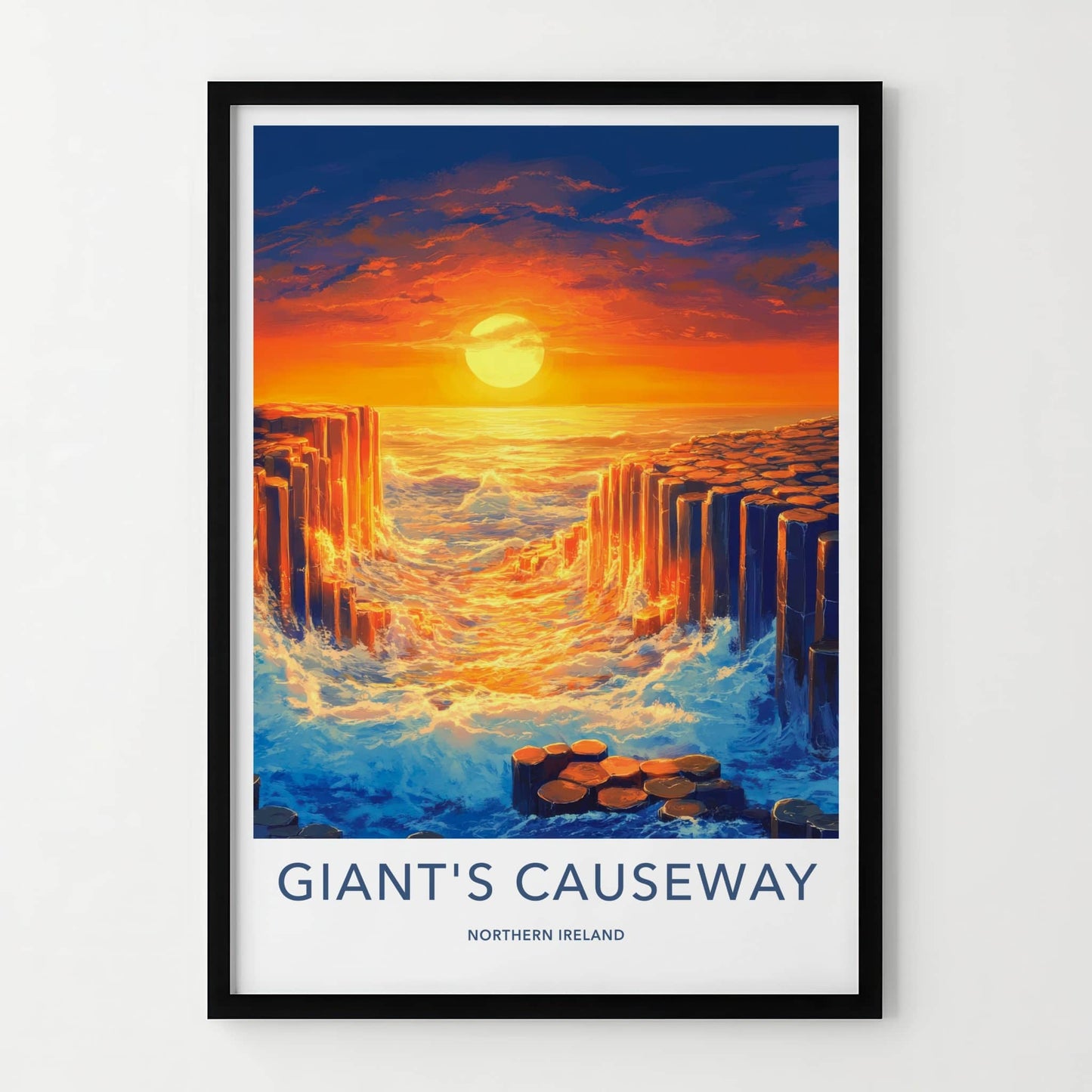 Giant's Causeway Poster - Northern Ireland Fine Art - Ocean Wave Pillars Gift