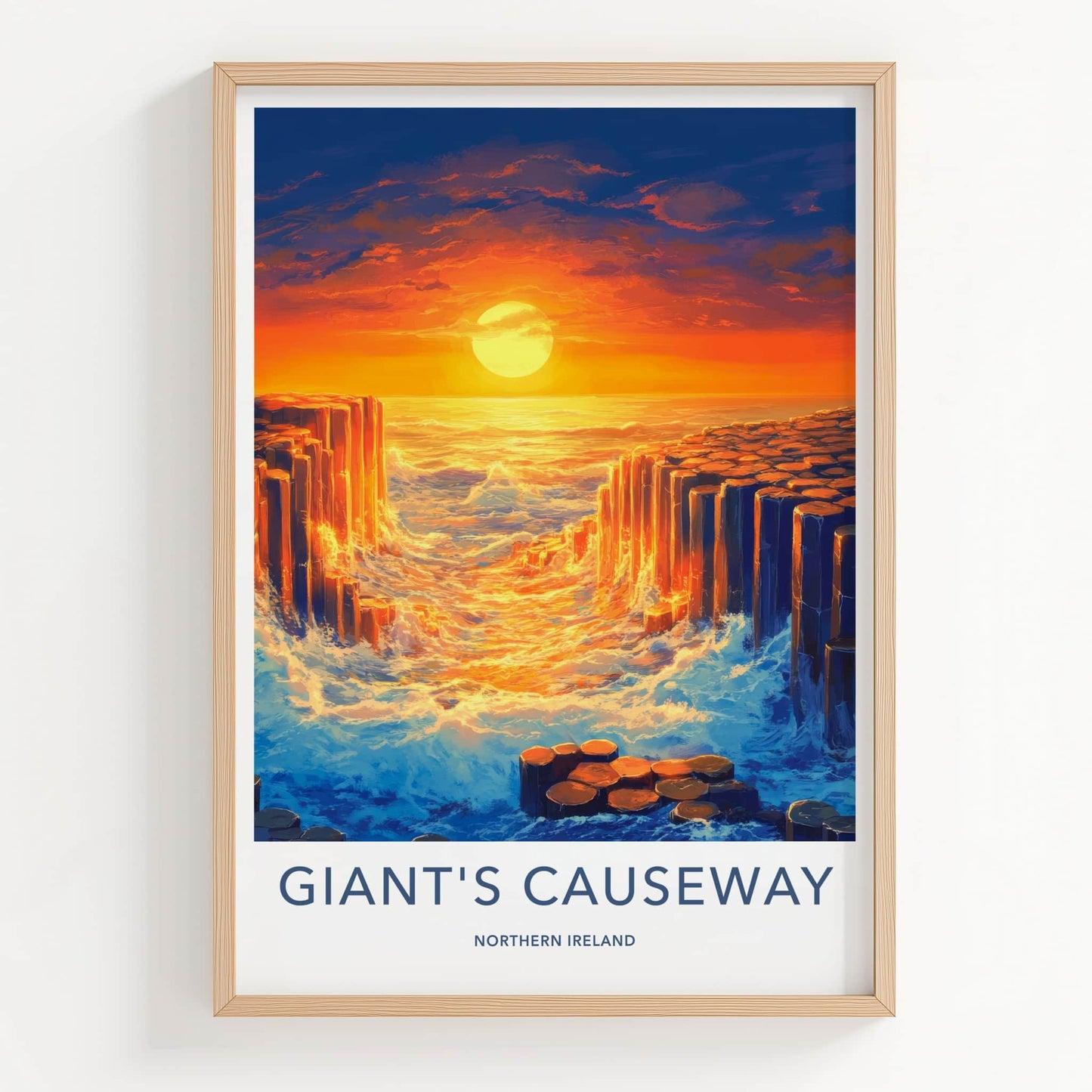 Giant's Causeway Poster - Northern Ireland Fine Art - Ocean Wave Pillars Gift