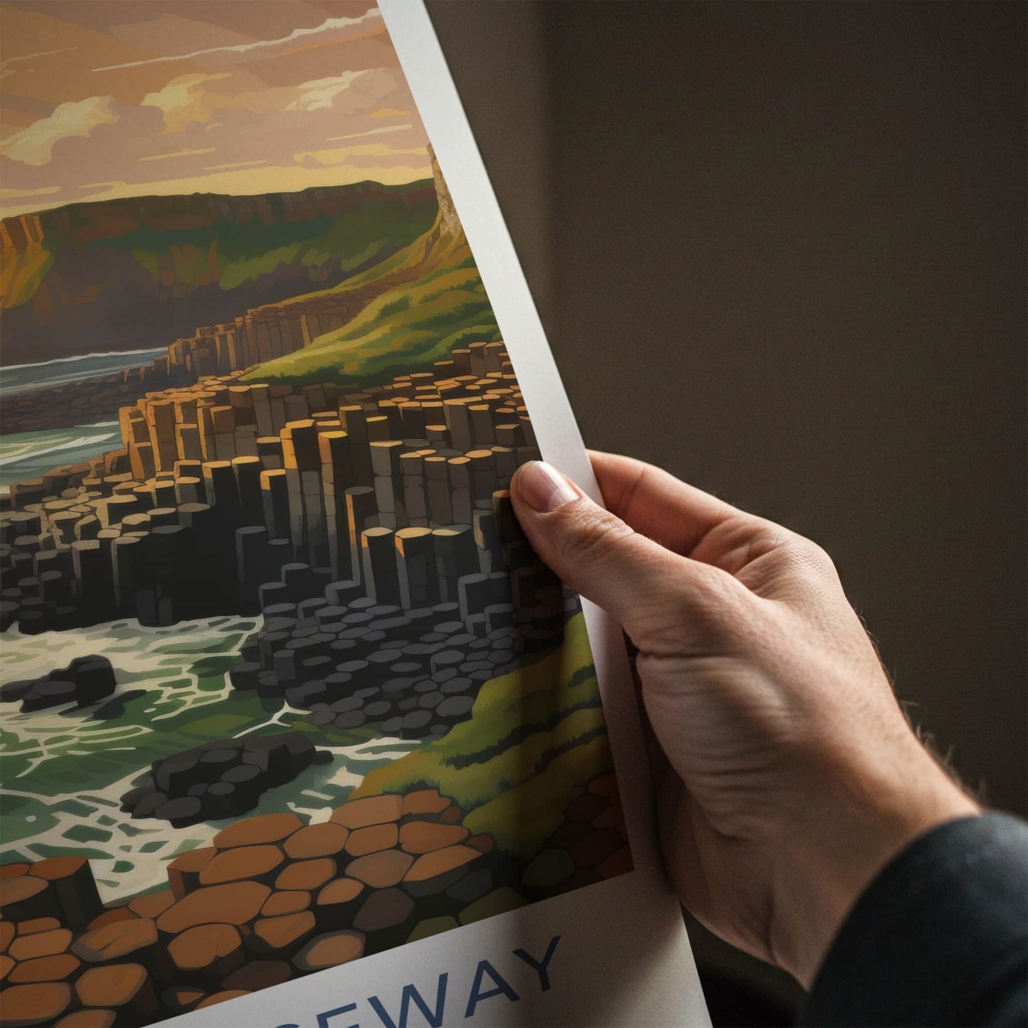Giant's Causeway Poster - Northern Ireland Fine Art - Sunset Basalt Columns Gift