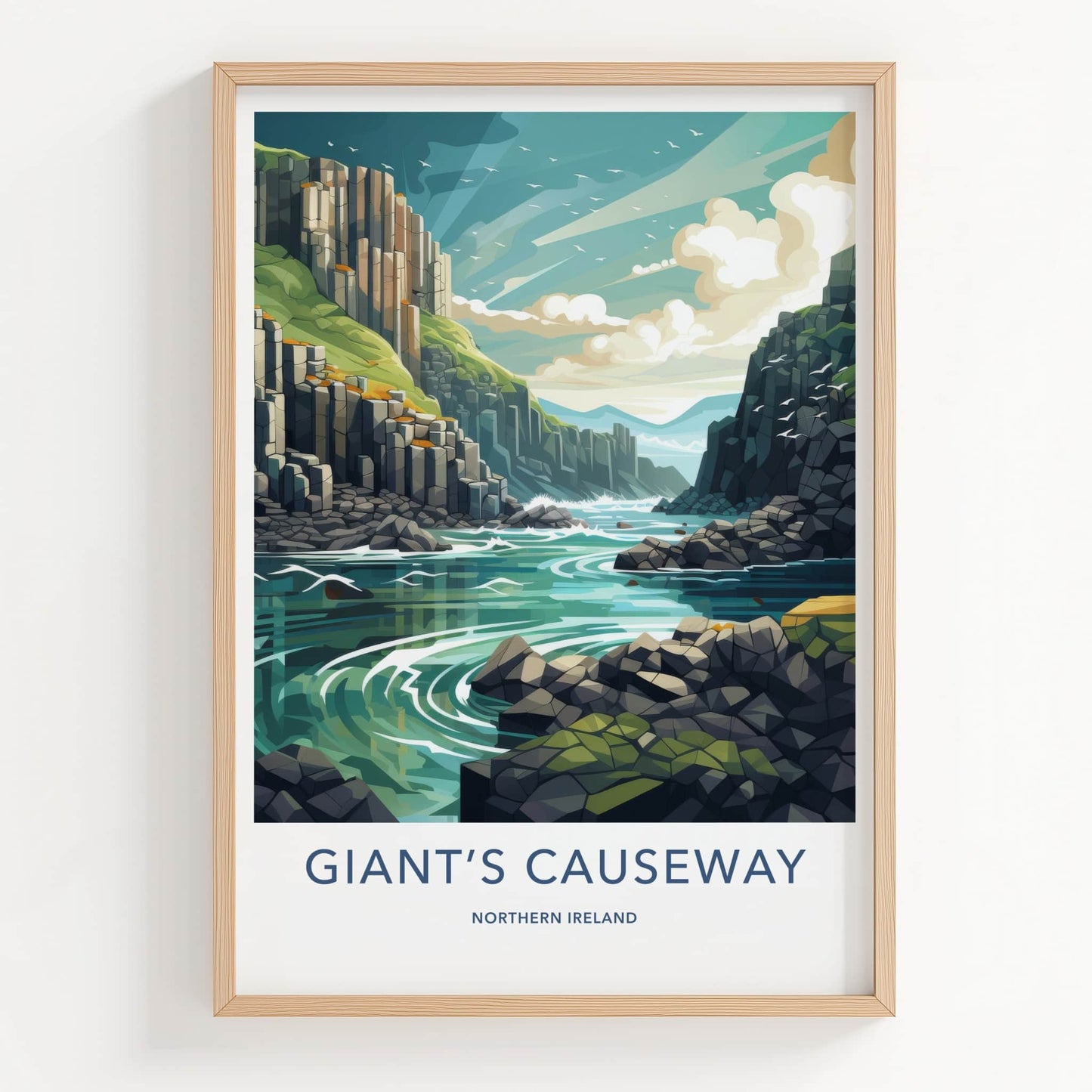 Giant's Causeway Poster - Northern Ireland Travel Art - Basalt Columns Coast Home Decor
