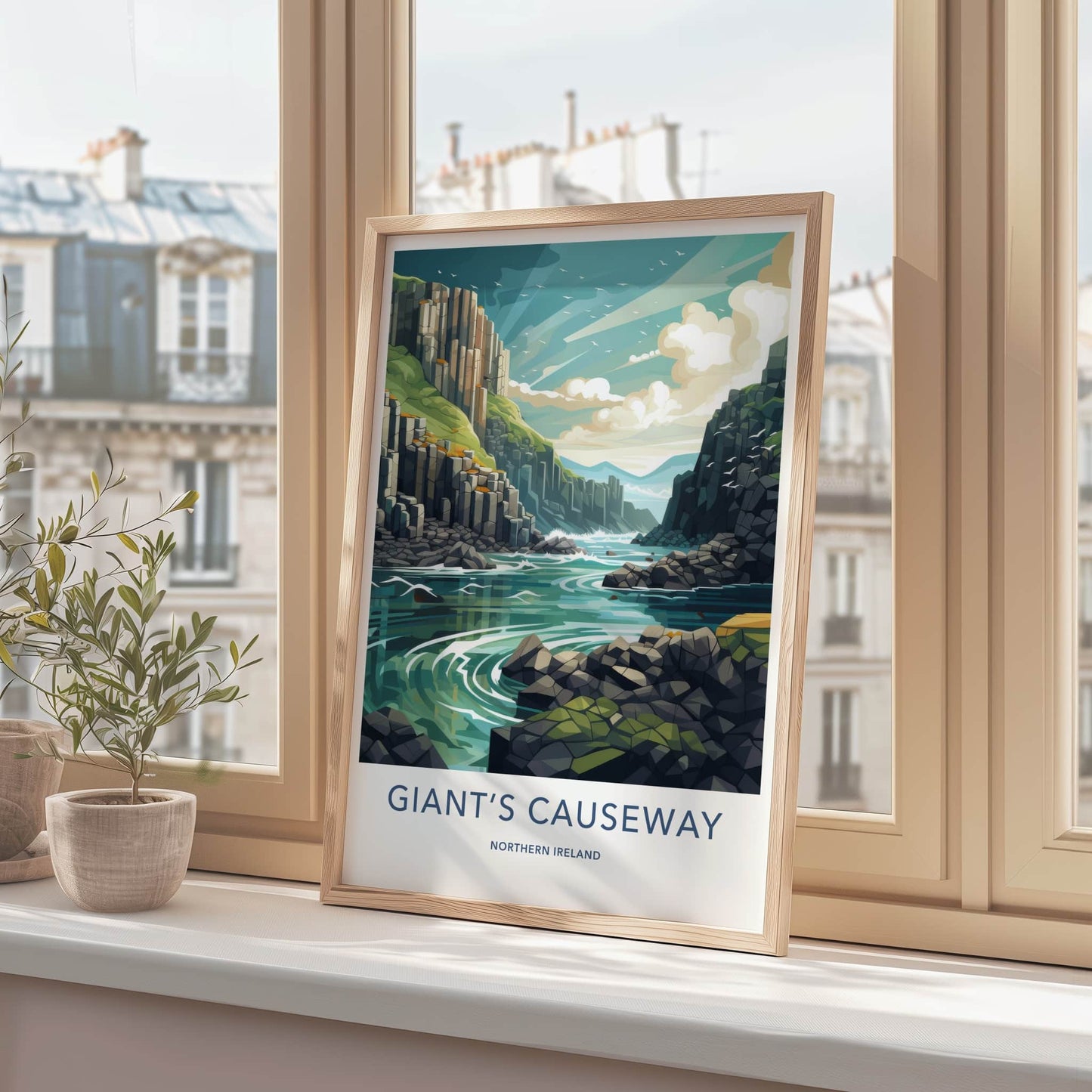 Giant's Causeway Poster - Northern Ireland Travel Art - Basalt Columns Coast Home Decor