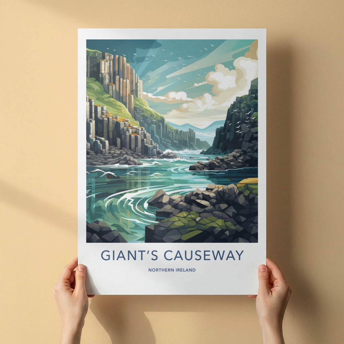 Giant's Causeway Poster - Northern Ireland Travel Art - Basalt Columns Coast Home Decor