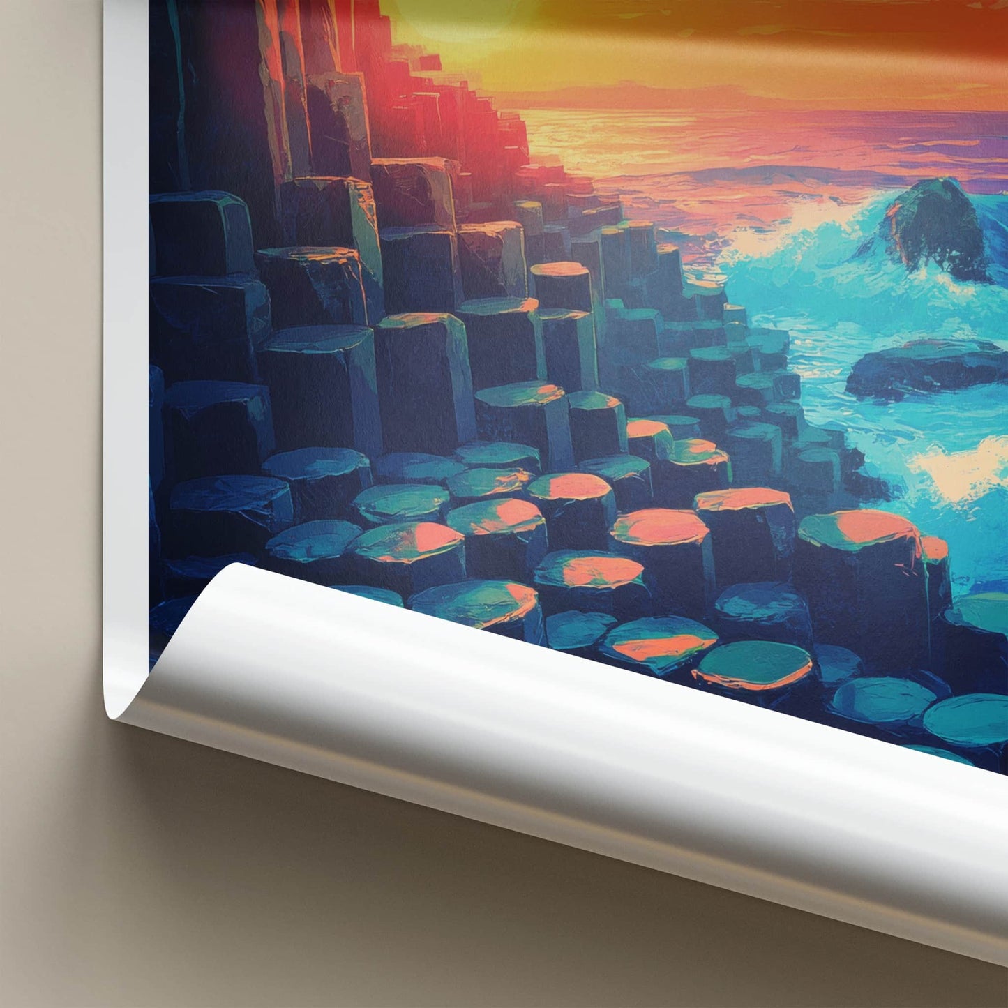 Giant's Causeway Poster - Northern Ireland Travel Art - Ocean Sunset Pillars Home Decor