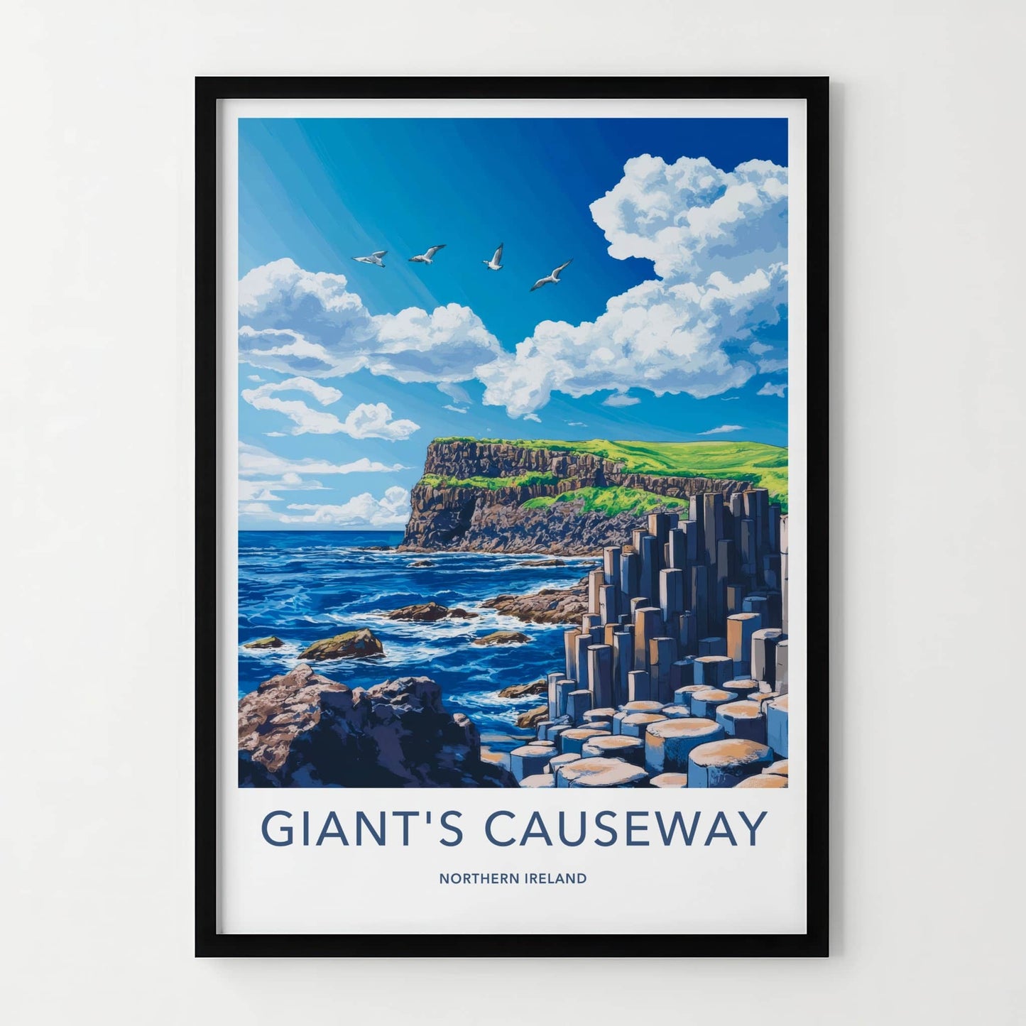 Giant's Causeway Poster - Northern Ireland Wall Art - Basalt Columns Seascape Home Art