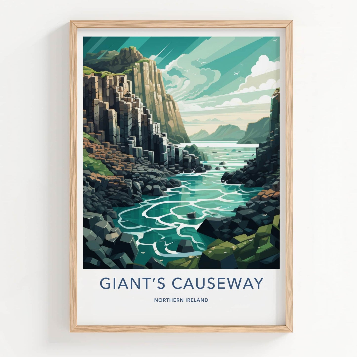 Giants Causeway Poster - Northern Ireland Wall Art - Basalt Column Shore Home Art
