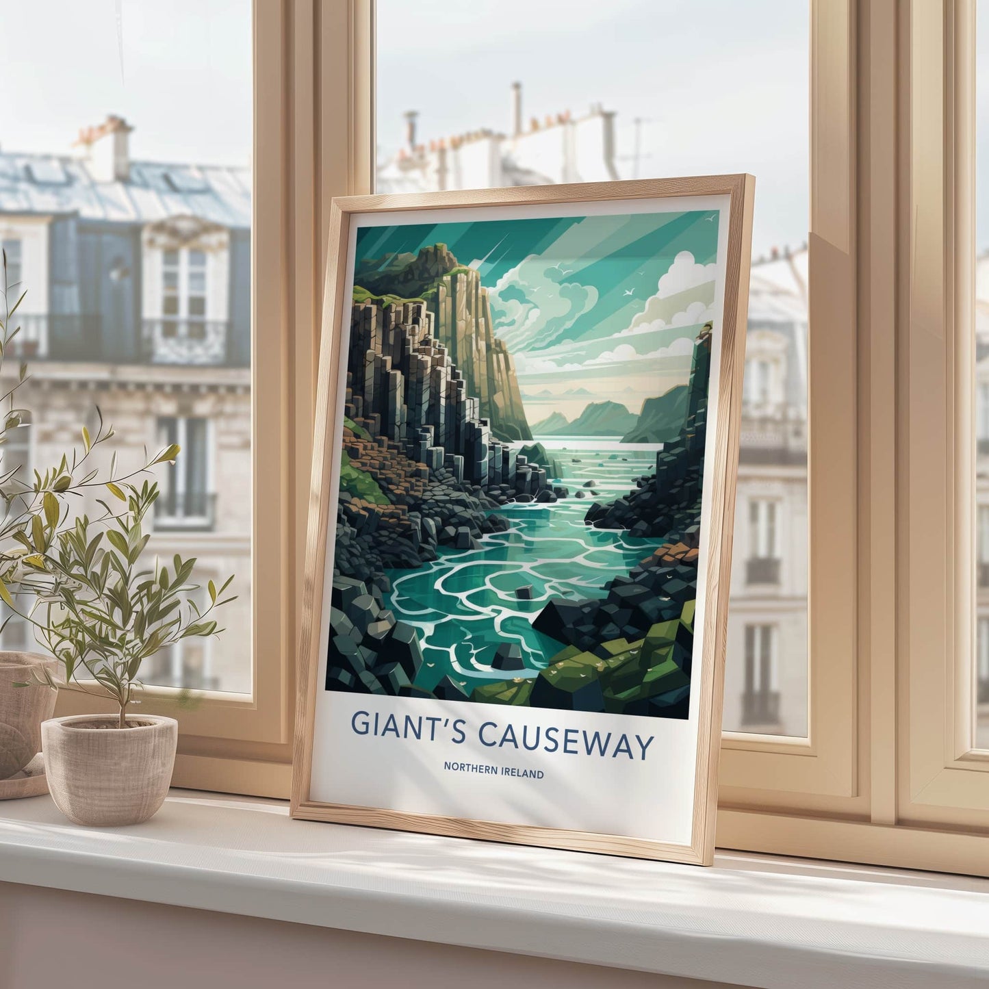 Giants Causeway Poster - Northern Ireland Wall Art - Basalt Column Shore Home Art