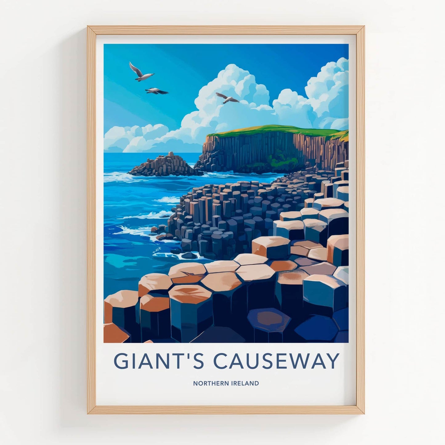 Giants Causeway Poster - Northern Ireland Wall Art - Basalt Ocean Rocks Gift
