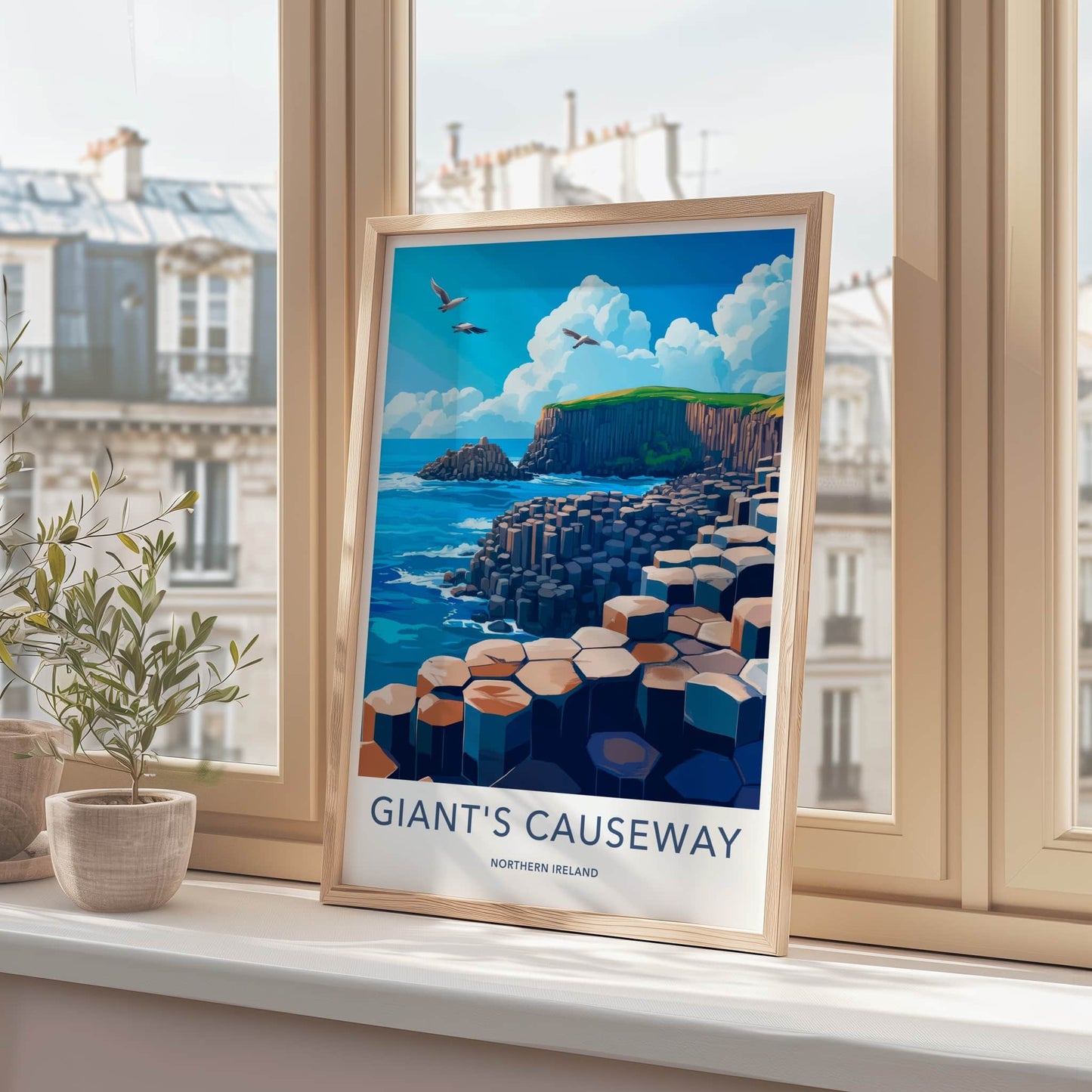 Giants Causeway Poster - Northern Ireland Wall Art - Basalt Ocean Rocks Gift
