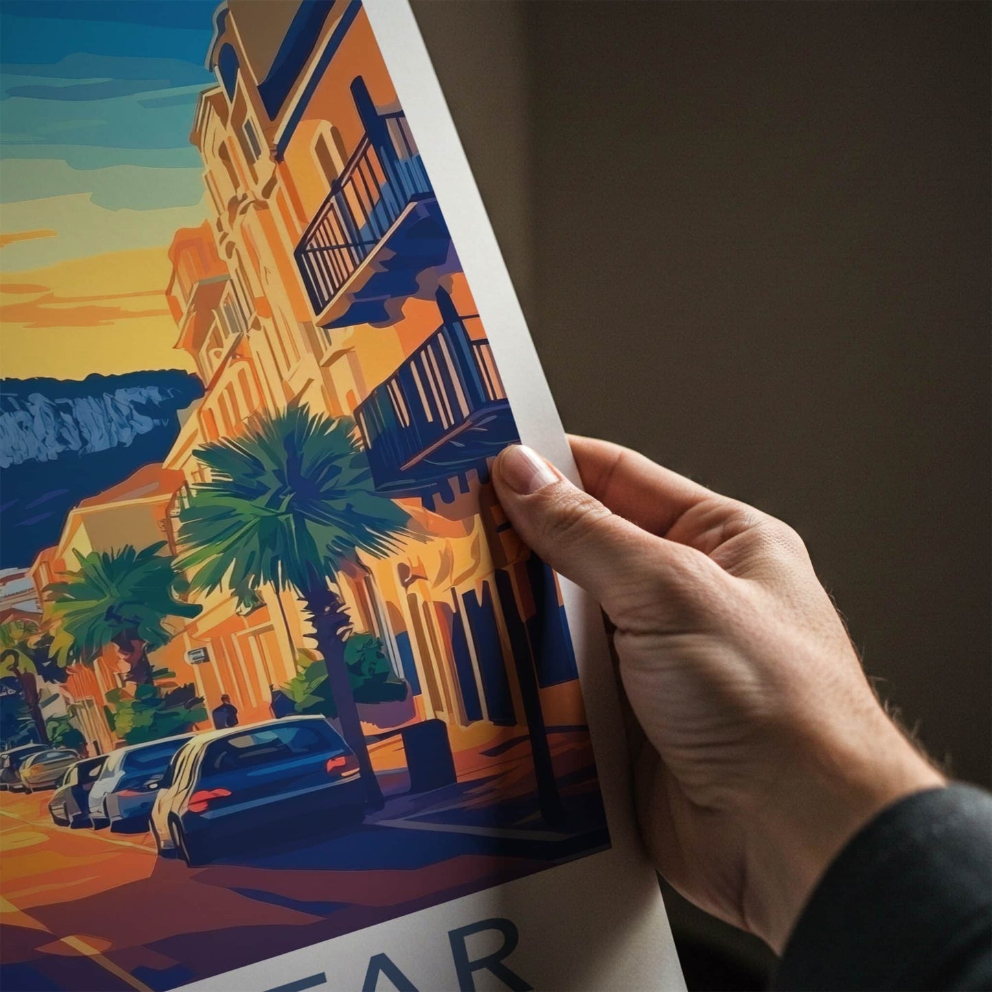 Gibraltar Poster - United Kingdom Travel Art - Golden Street Sunset Home Decor
