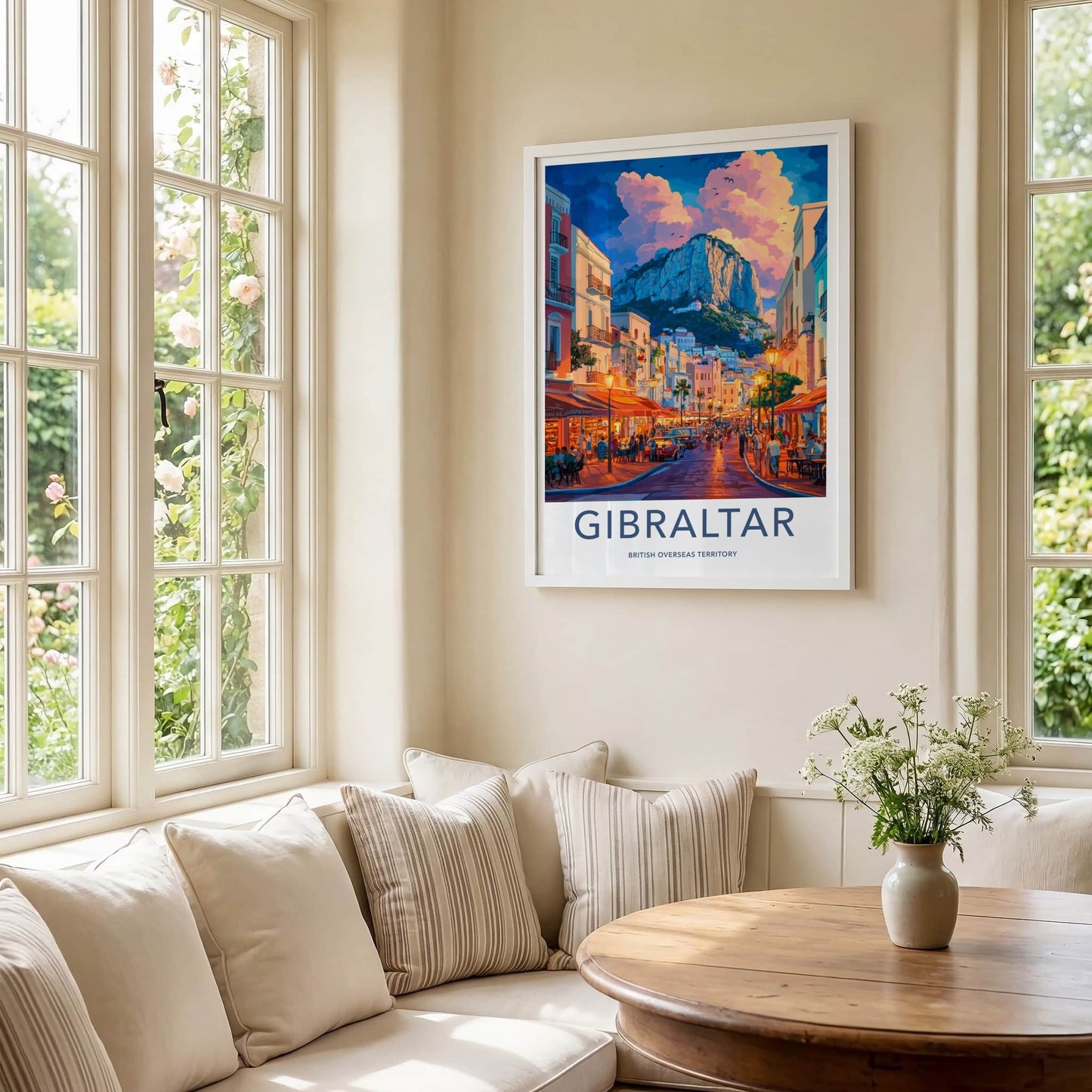 Gibraltar Poster - United Kingdom Travel Art - Rock Street Evening Home Decor
