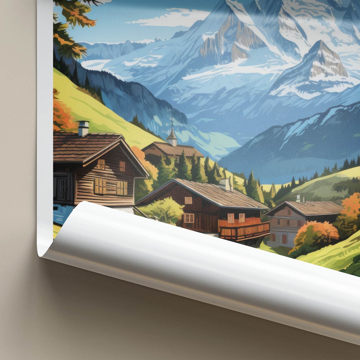Gimmelwald Poster - Switzerland Travel Art - Alpine Village Scene Home Decor