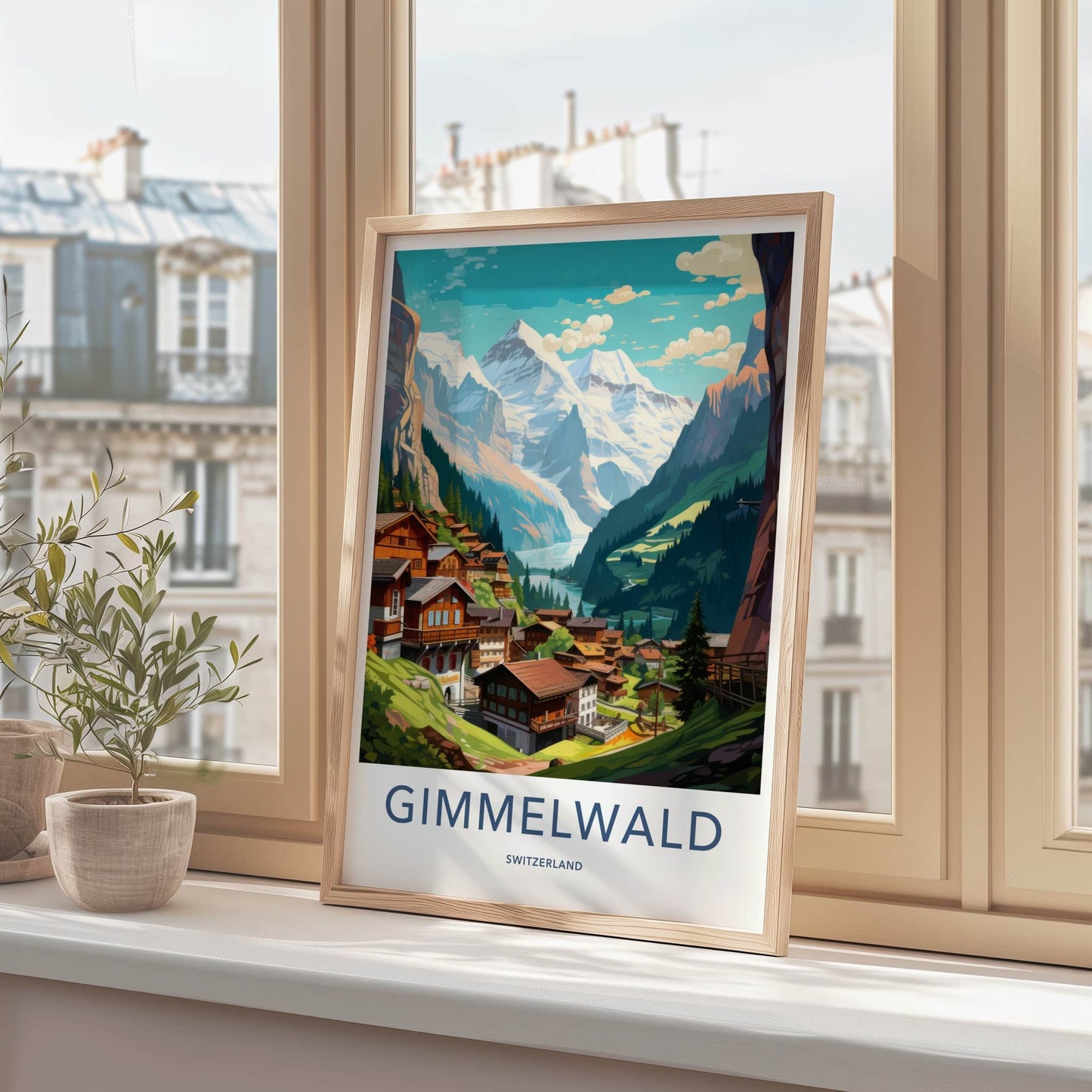 Gimmelwald Poster - Switzerland Travel Art - Swiss Chalet Valley Home Decor