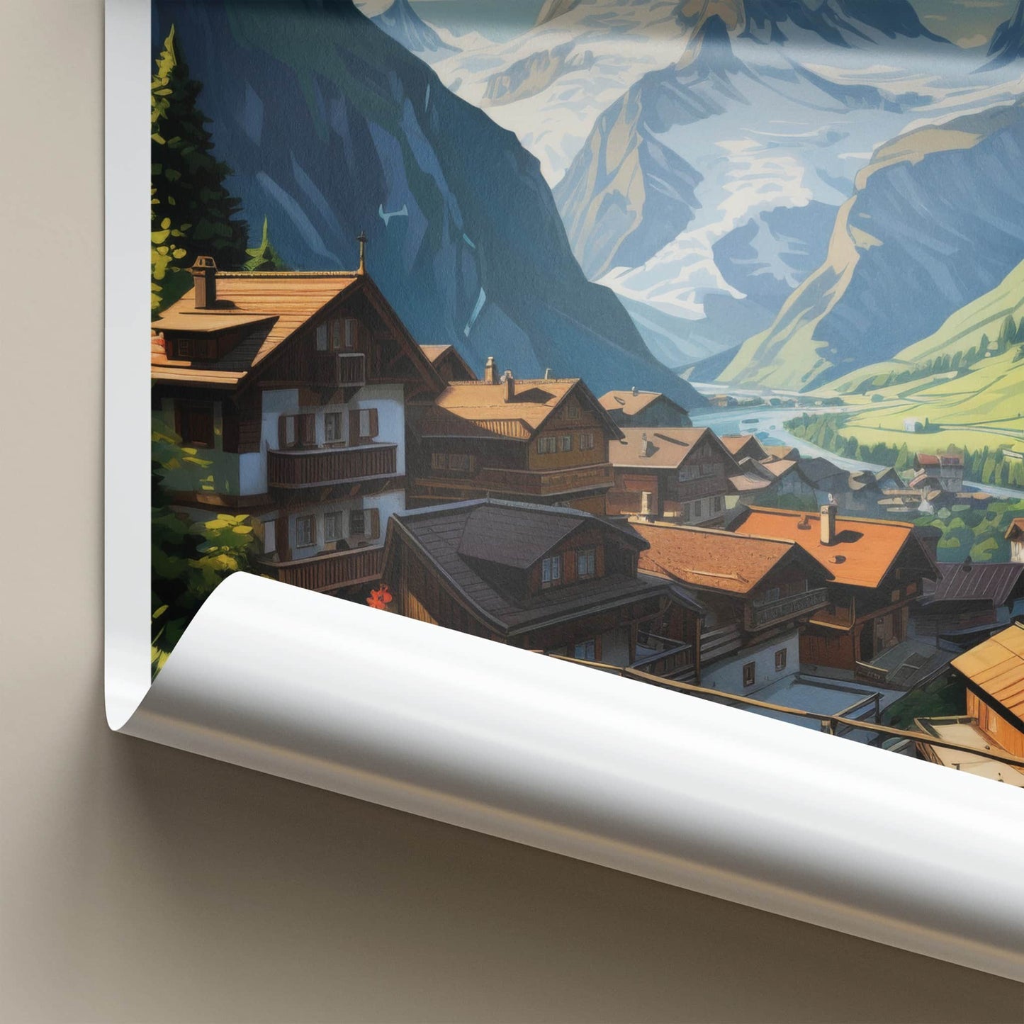 Gimmelwald Poster - Switzerland Travel Print - Alpine Village Panorama Home Decor