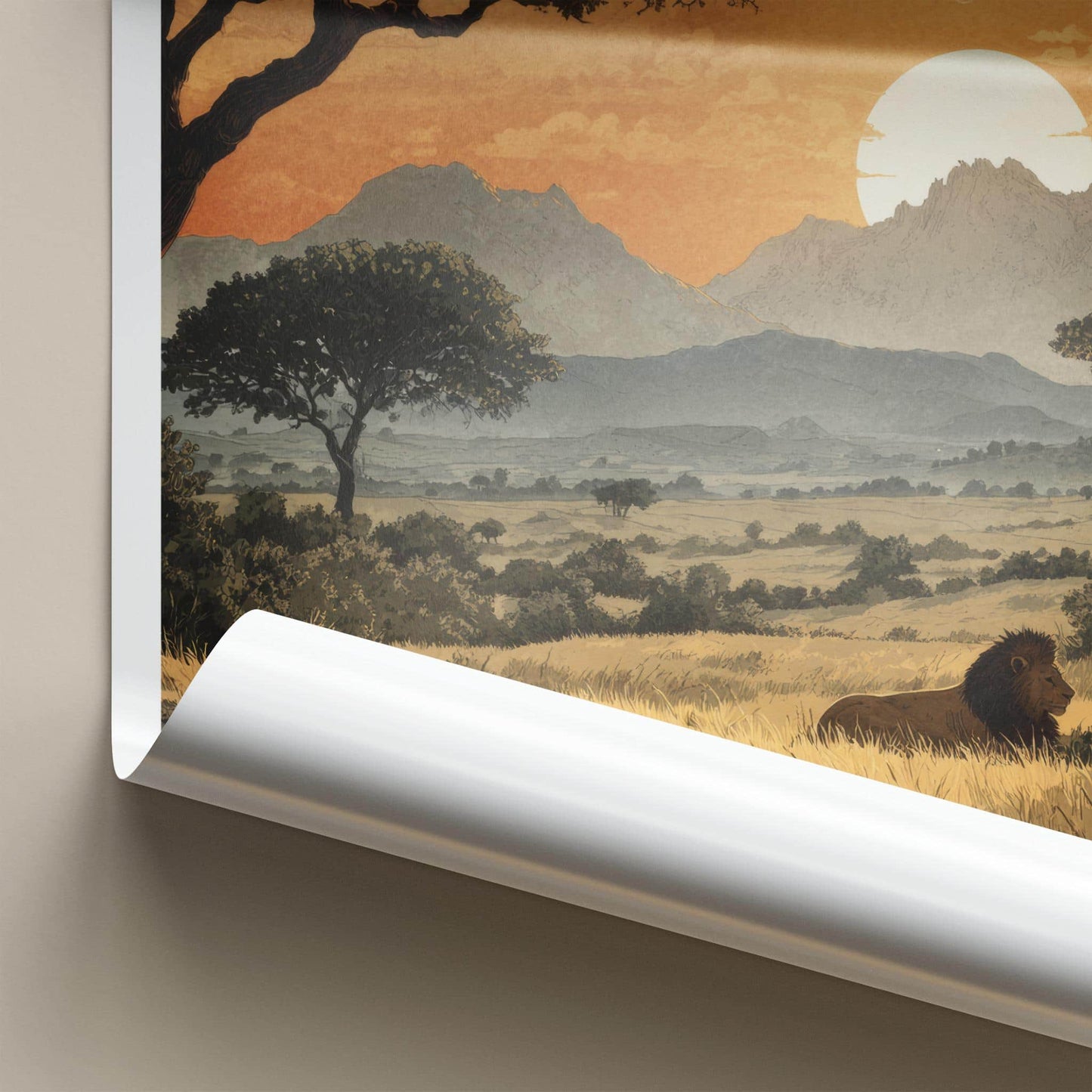 Gir Forest Poster - India Travel Art - Gujarat Lion Savannah Sunset Home Decor