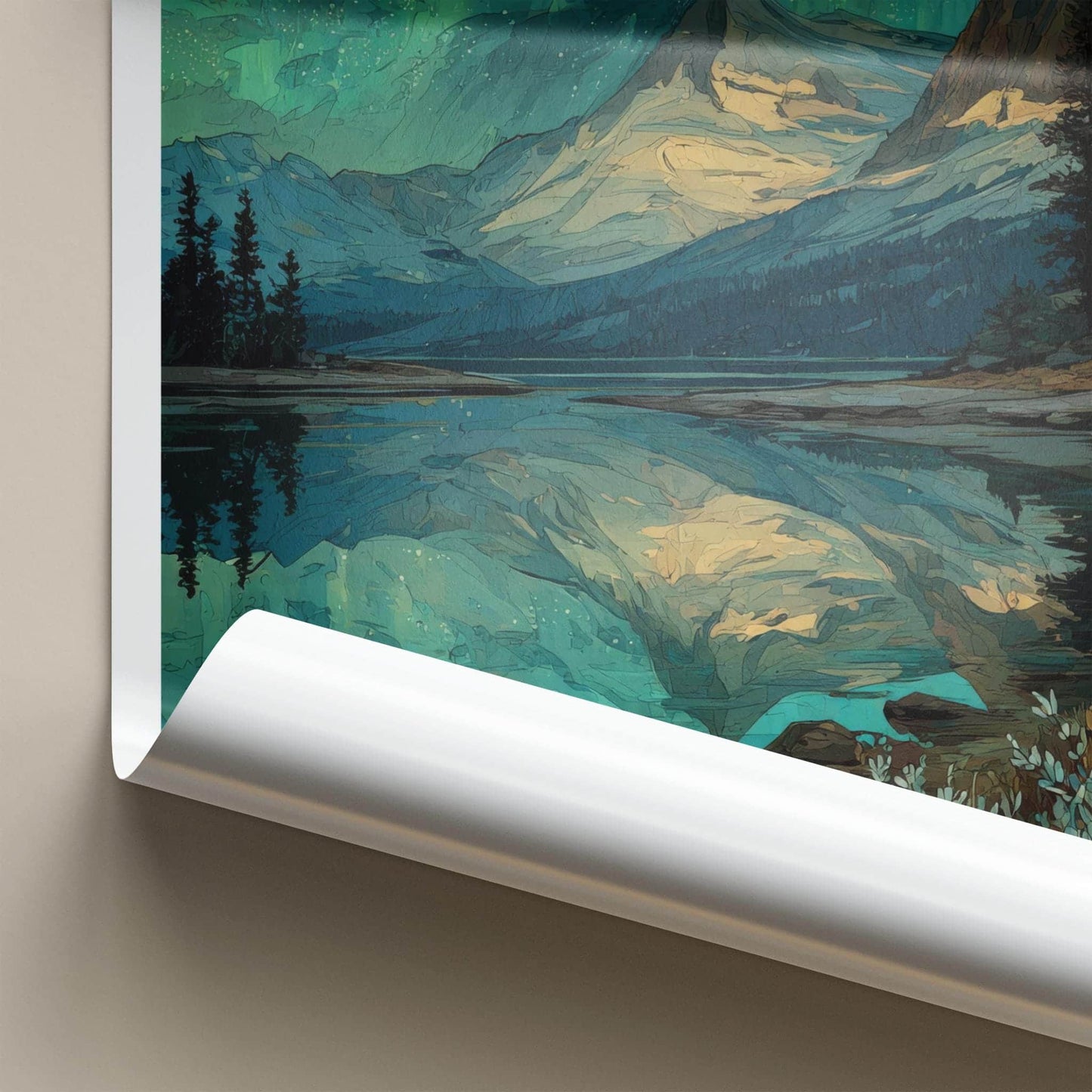 Glacier National Park Poster - Montana Travel Art - Starry Lake Reflection Home Decor