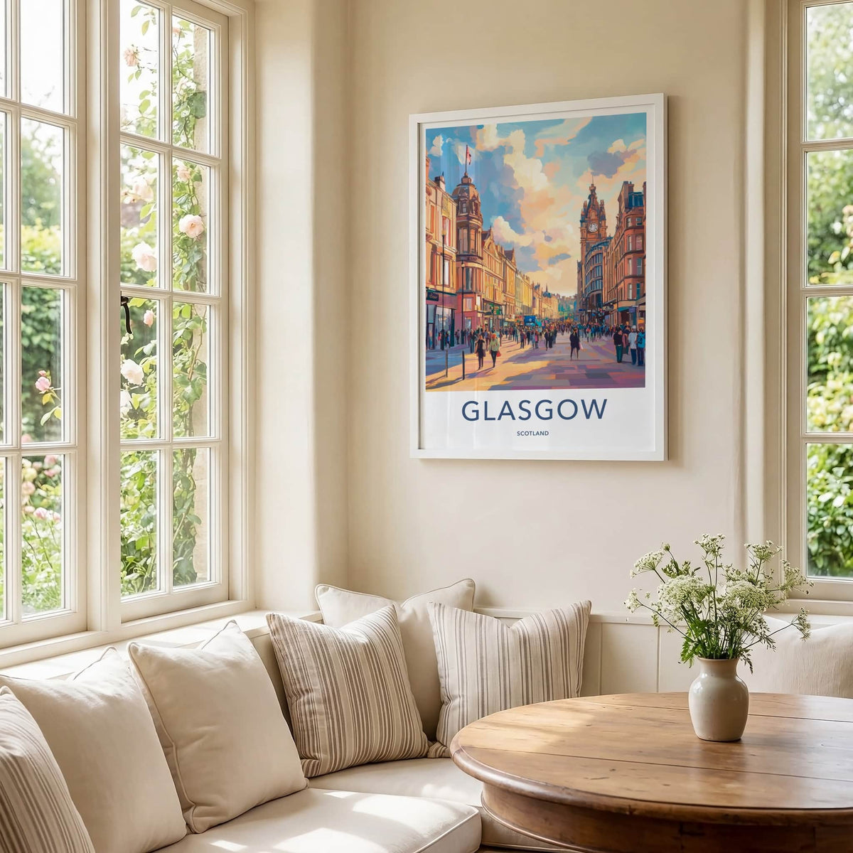 Glasgow Poster - Scotland Framed Print - Historic City Street Framed Decor