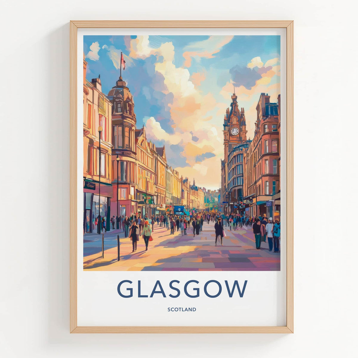 Glasgow Poster - Scotland Framed Print - Historic City Street Framed Decor