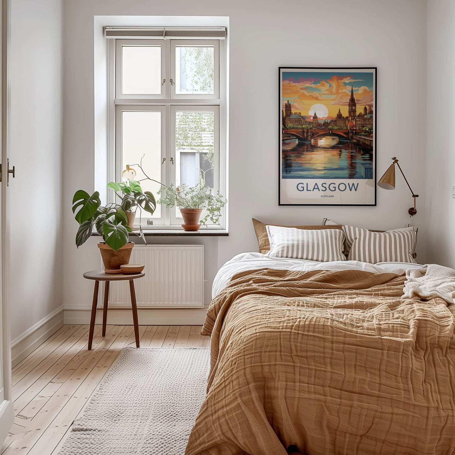 Glasgow Poster - Scotland Travel Art - River City Sunset Home Decor
